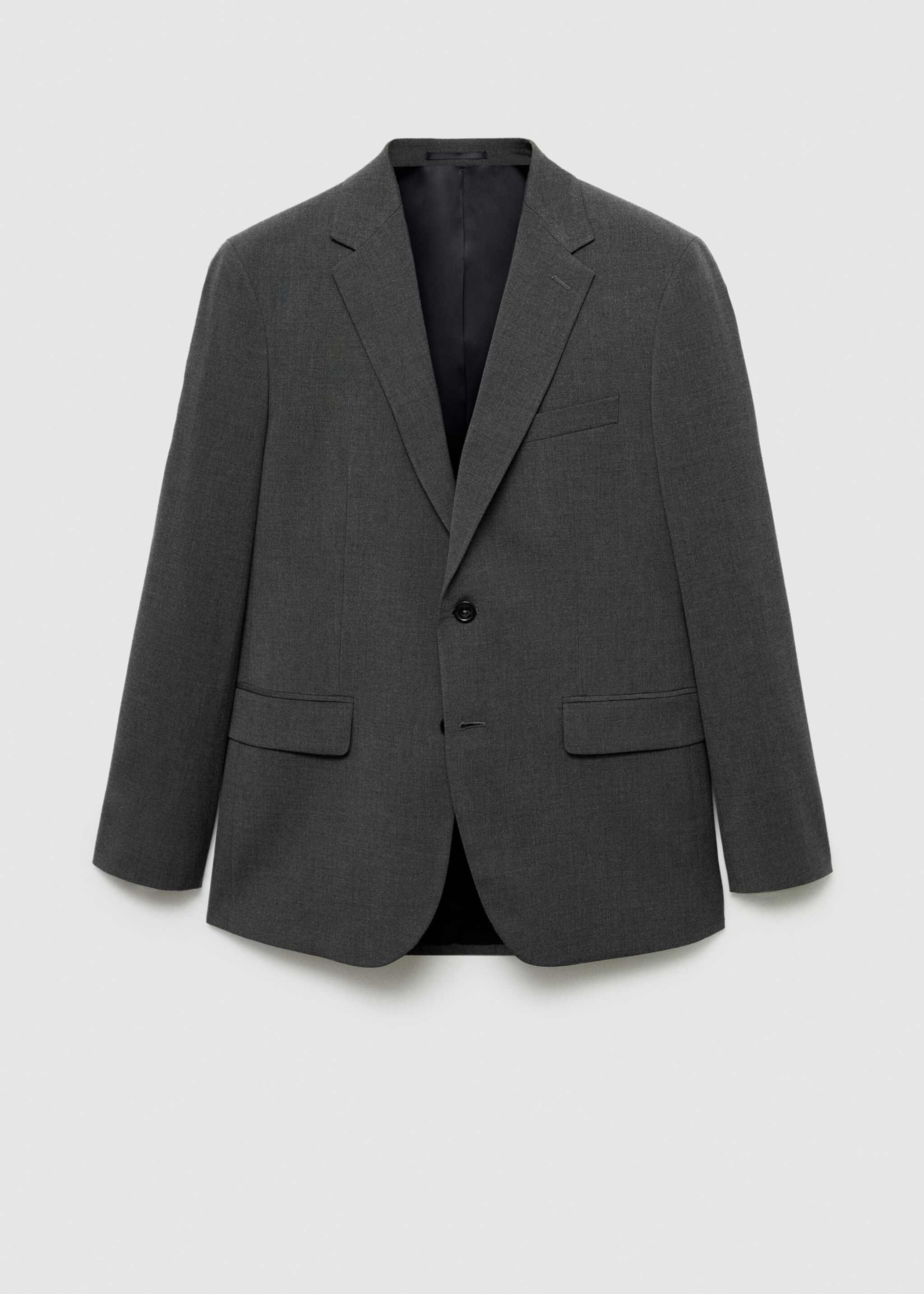 Stretch-fabric slim-fit suit jacket - Article without model, Grey. Ref: 77060568-00.