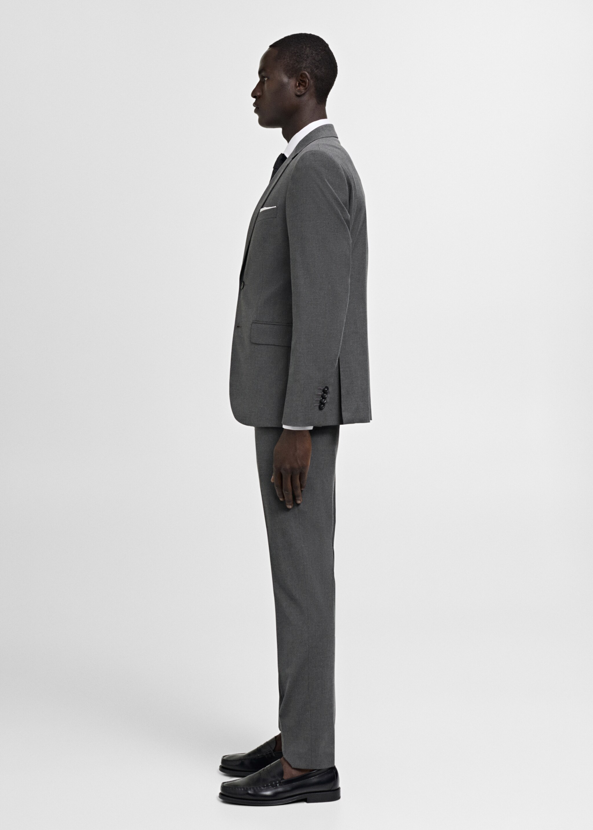 Stretch-fabric slim-fit suit jacket - Details of the article 2, Grey. Ref: 77060568-00.