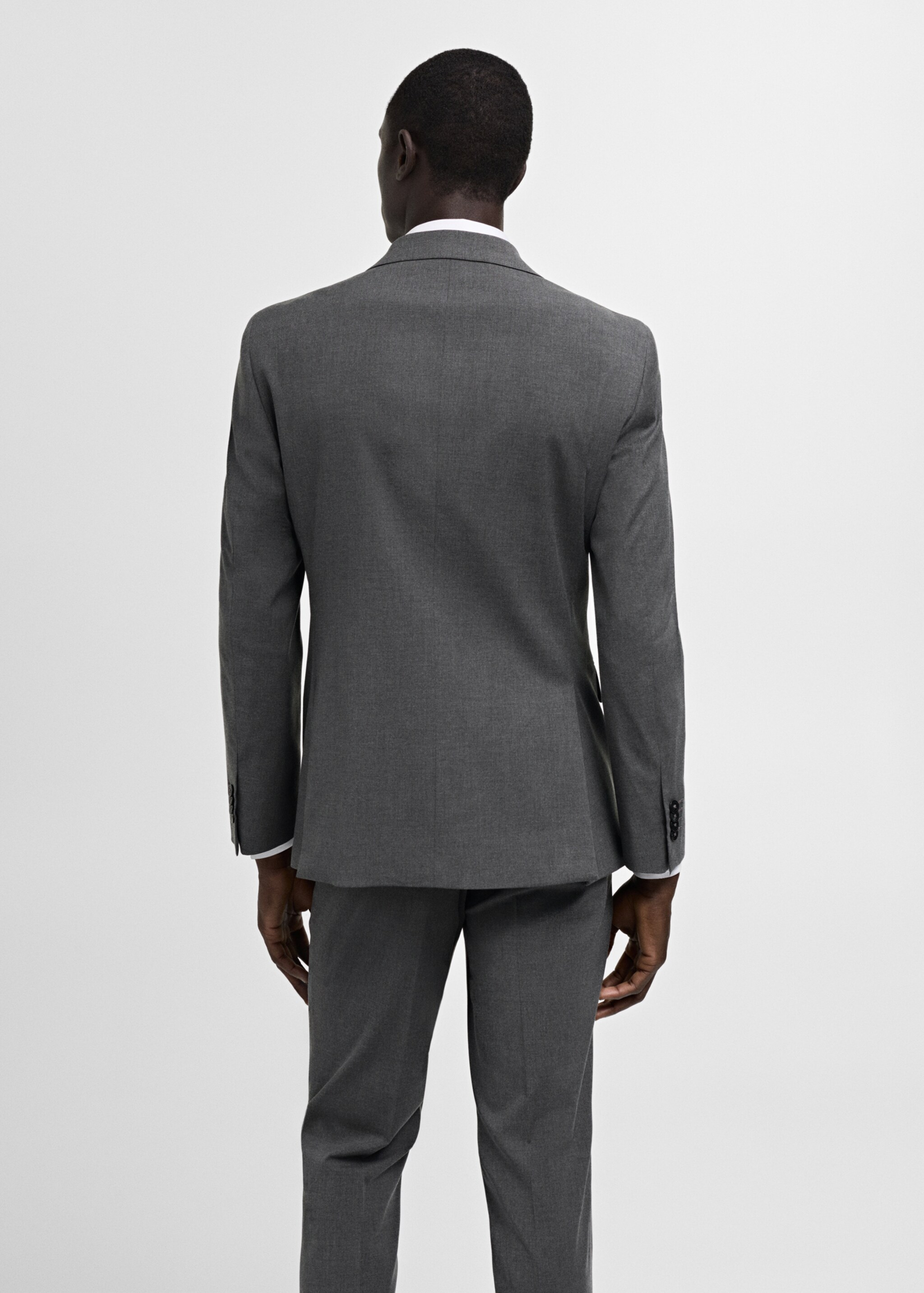 Stretch-fabric slim-fit suit jacket - Reverse of the article, Grey. Ref: 77060568-00.