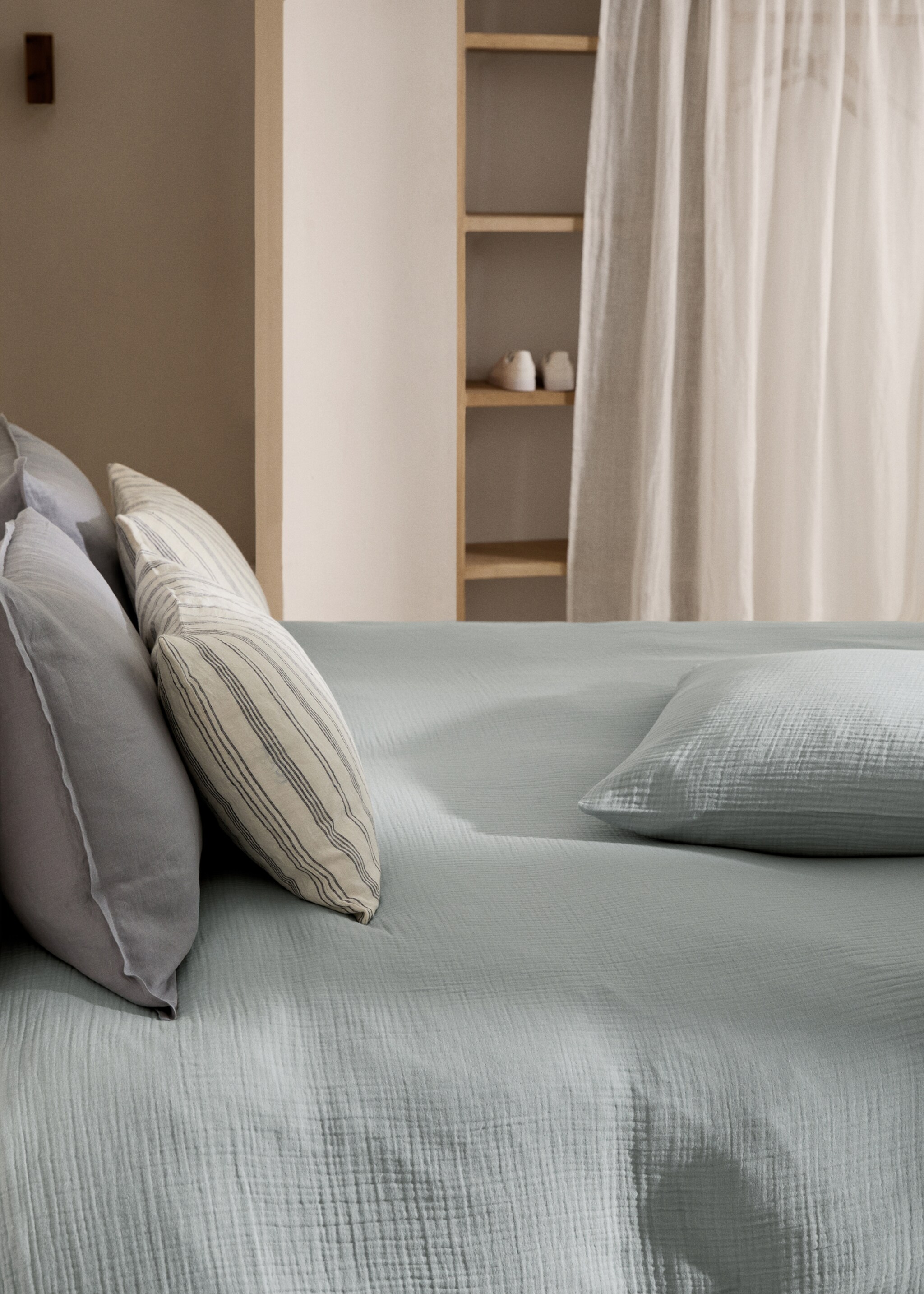 Påslakan i bomullsmuslin för 135 cm säng - Detaljer om artikeln 8, Aqua Grön. Ref: 77060572-00.