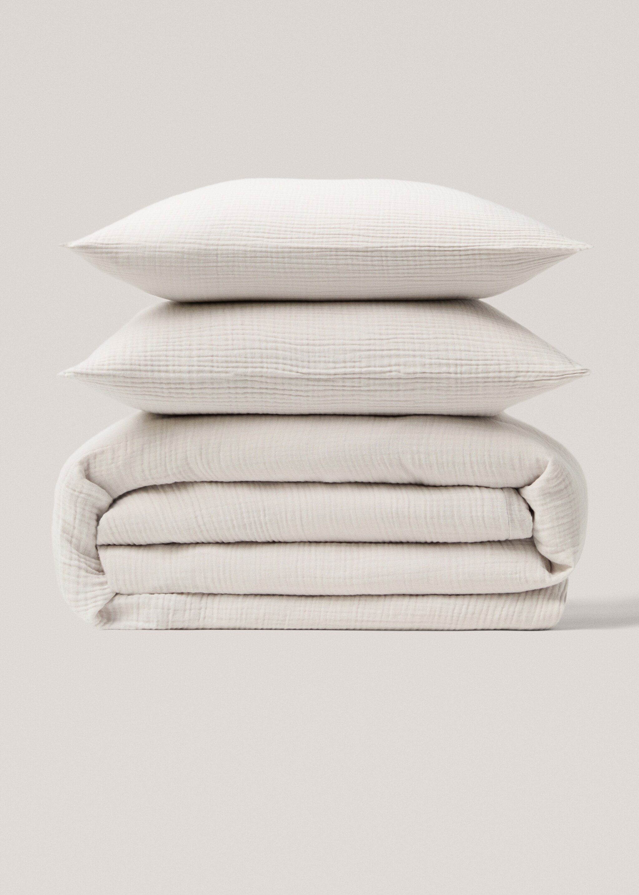 Cotton gauze duvet cover for 135 cm bed - Article without model, Light Heather Grey. Ref: 77060572-00.