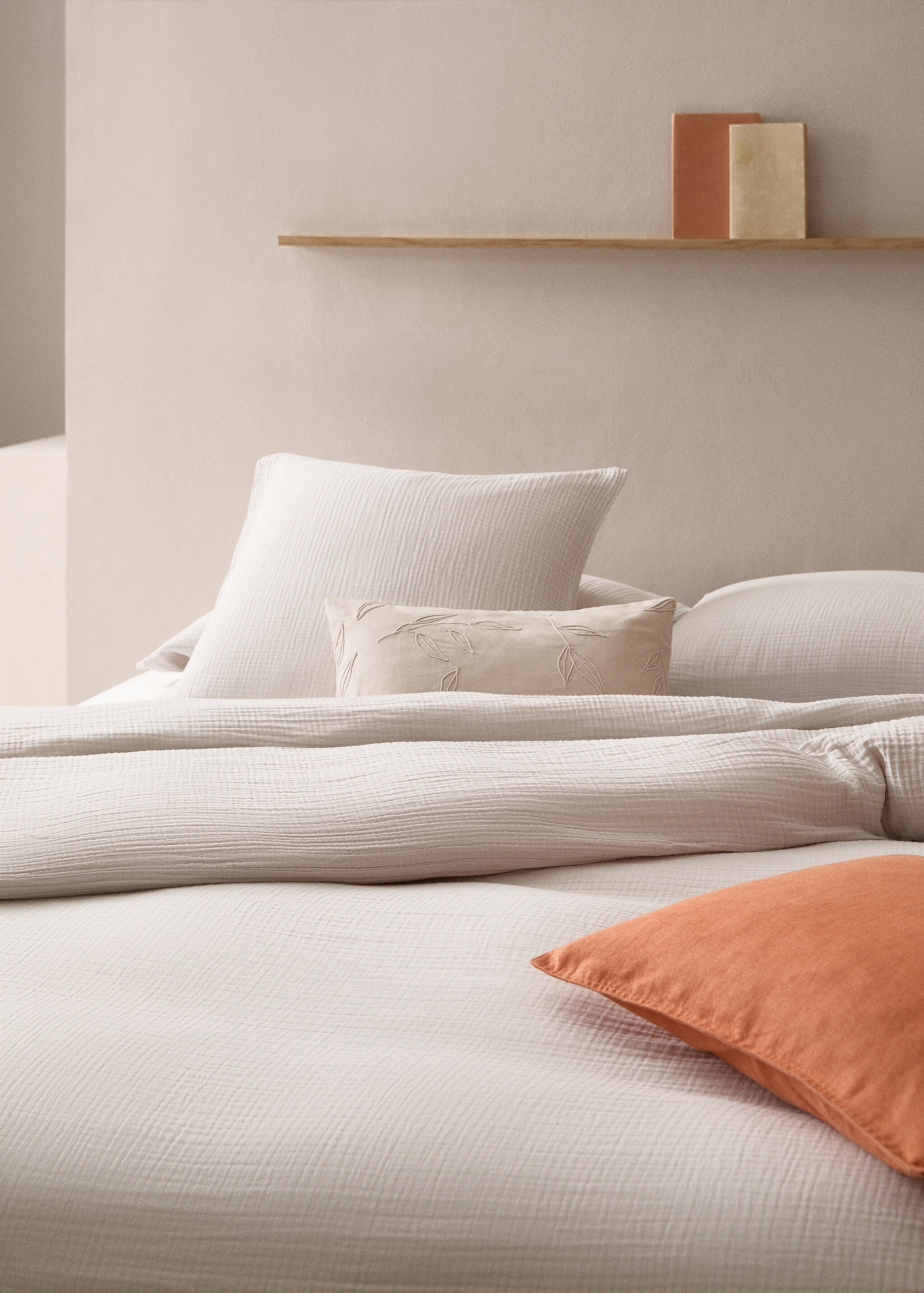 Cotton gauze duvet cover for 135 cm bed - Details of the article 7, Light Heather Grey. Ref: 77060572-00.