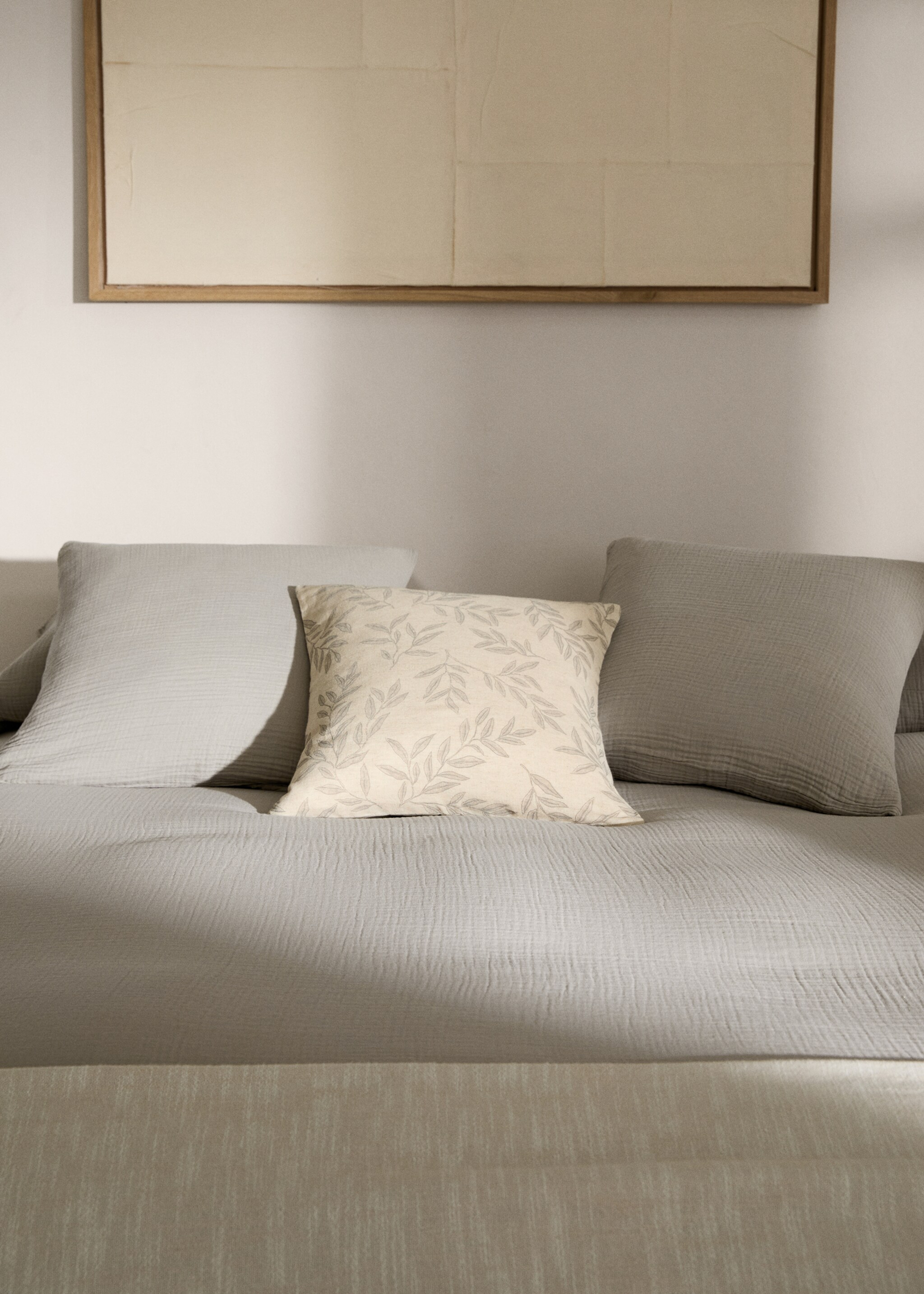 Cotton gauze duvet cover for 135 cm bed - Details of the article 8, Medium Grey. Ref: 77060572-00.