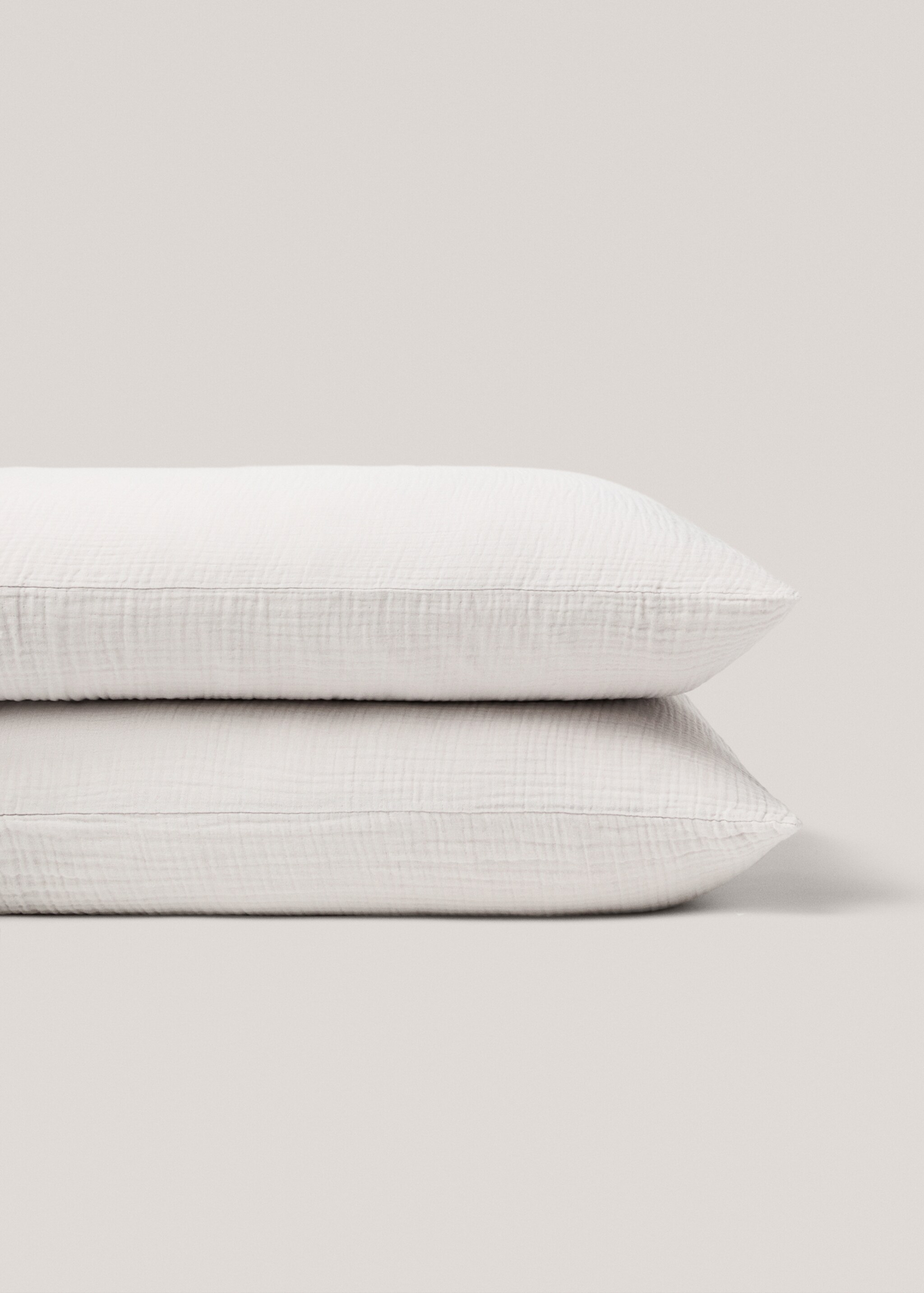 Cotton gauze pillow case 50x75cm - Details of the article 3, Light Heather Grey. Ref: 77060573-00.