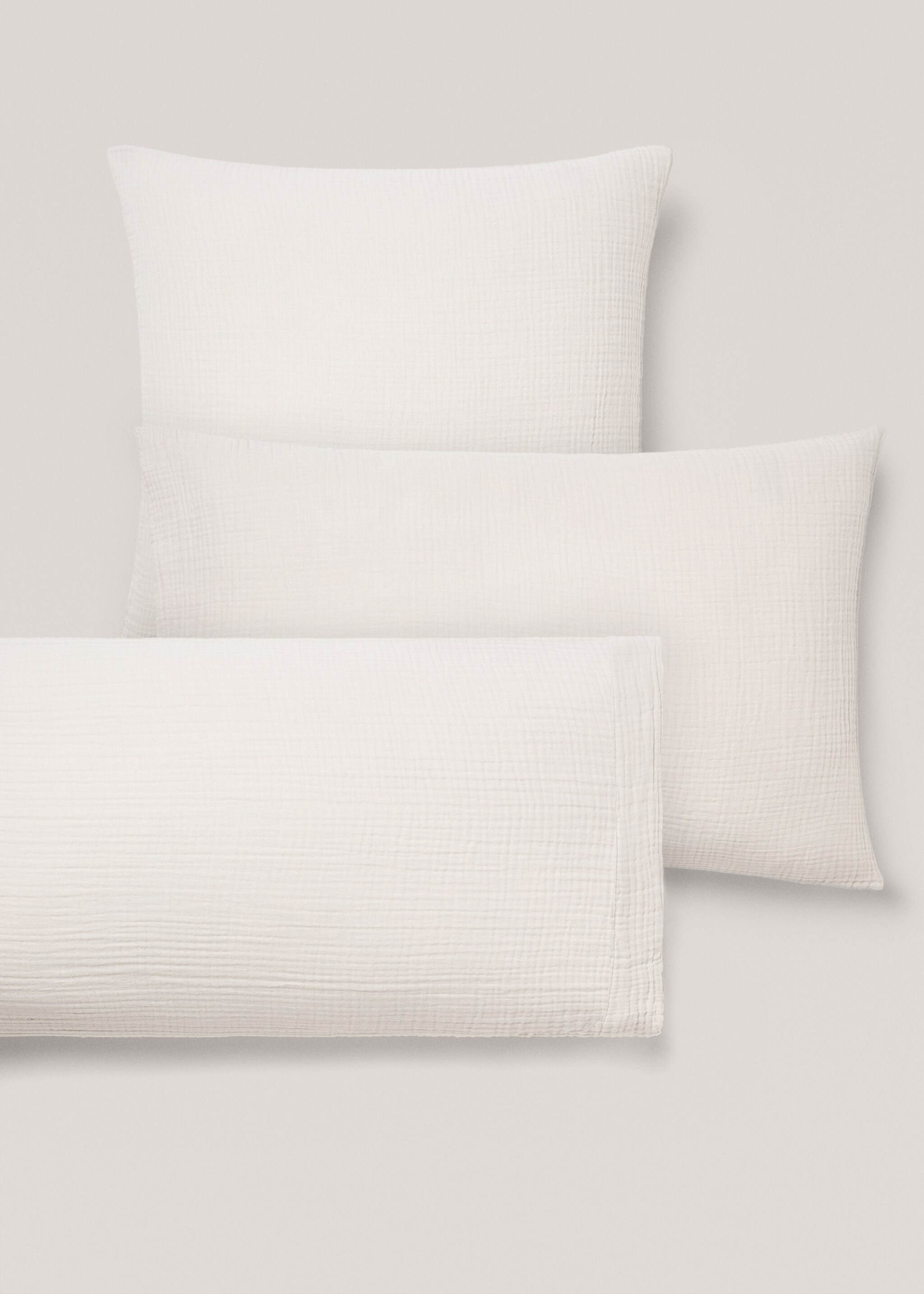 Cotton gauze pillow case 50x75cm - Details of the article 4, Light Heather Grey. Ref: 77060573-00.