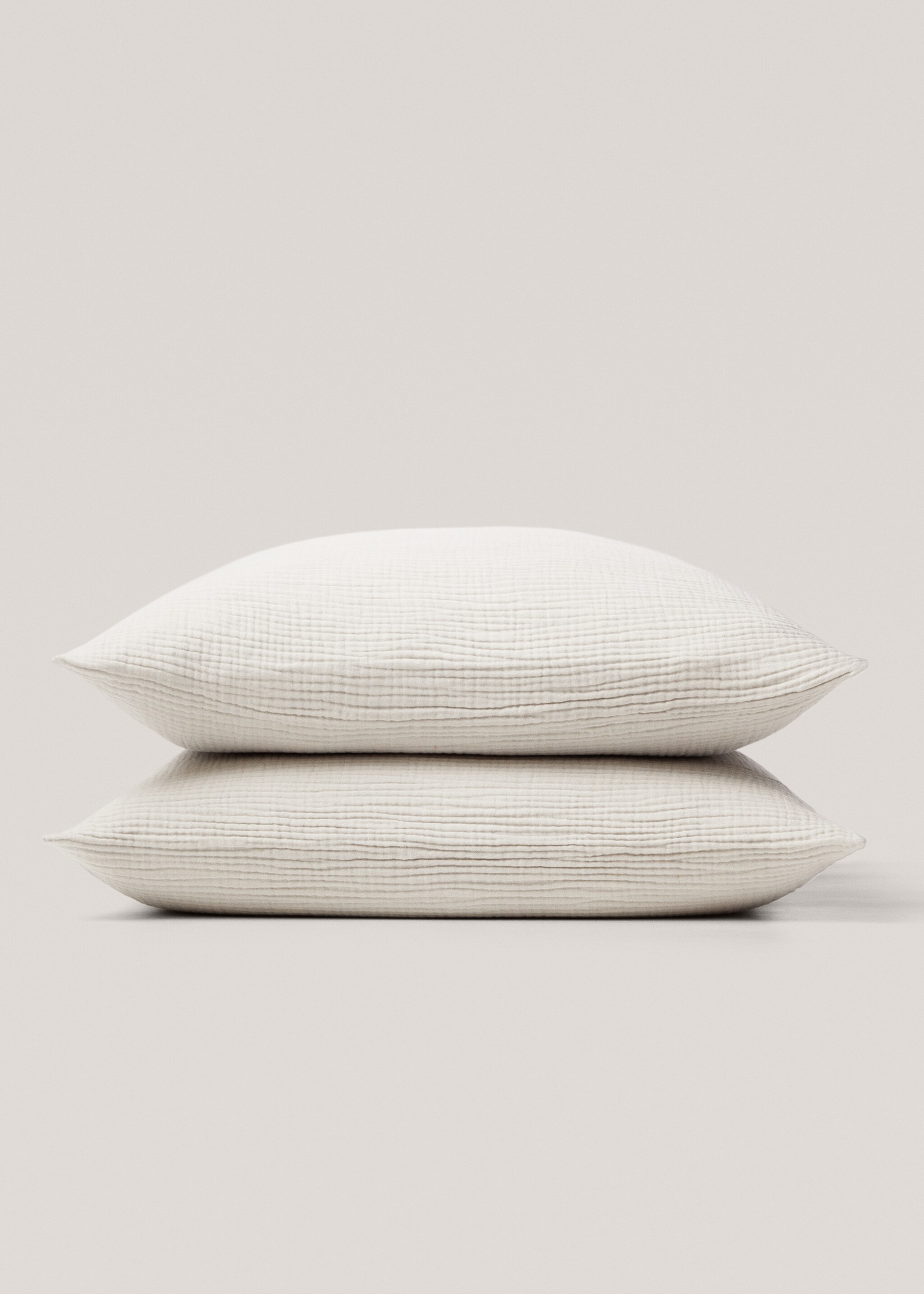 Kopfkissenbezug aus Baumwollgaze 60 x 60 cm - Detail des Artikels 1, Hellgrau/Pastellgrau. Ref: 77060574-00.