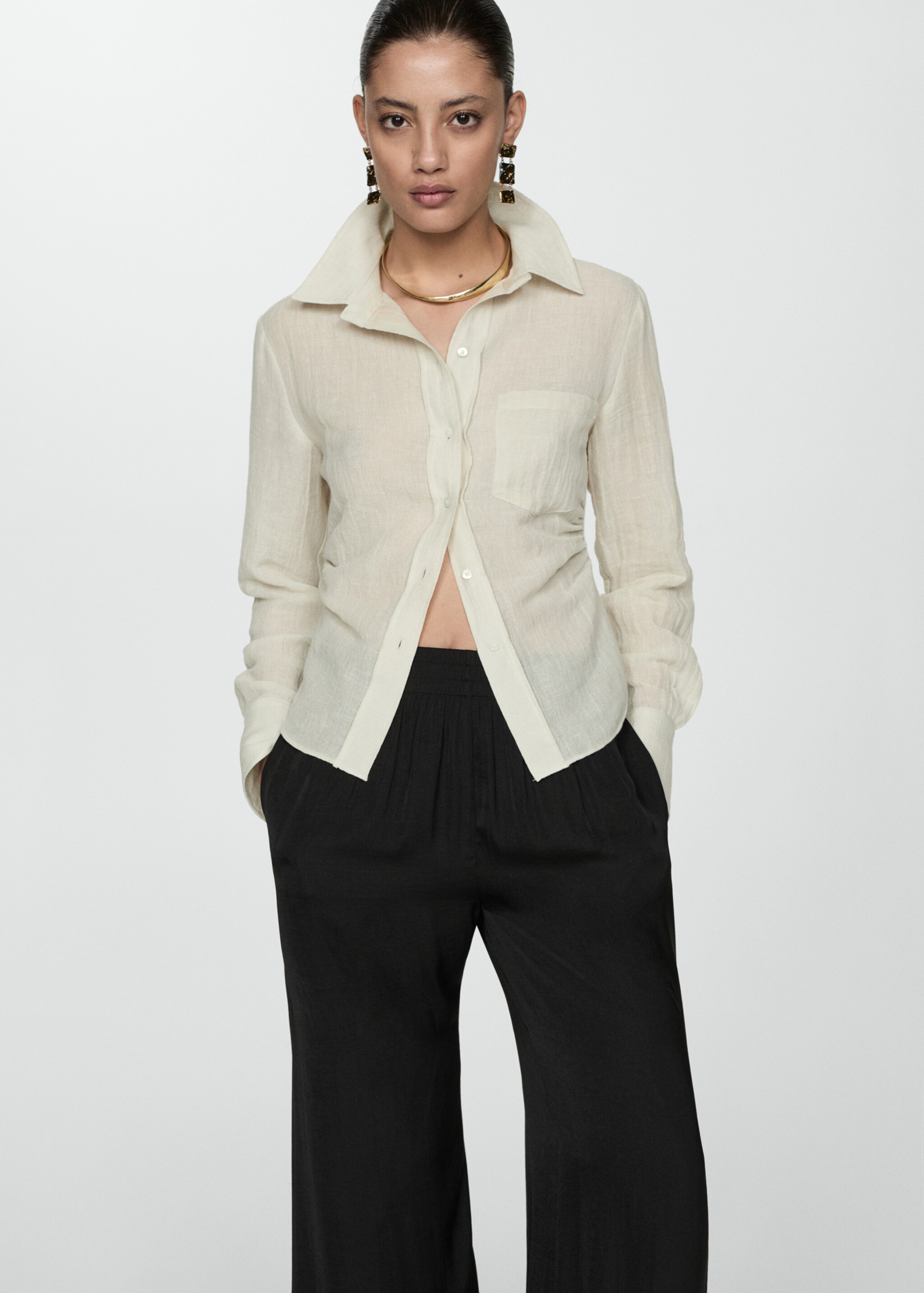 Wide leg fluid trousers - Details of the article 1