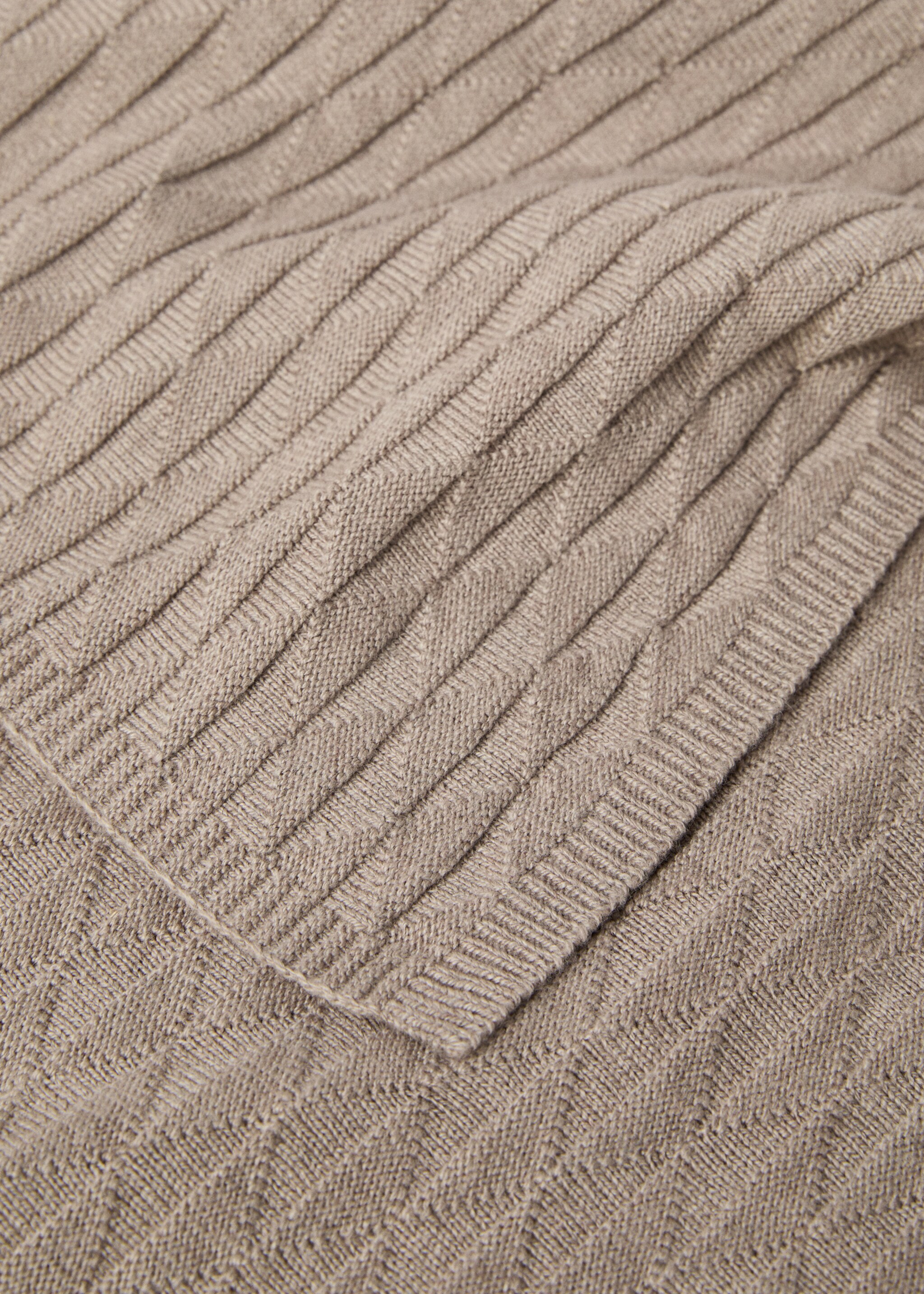 Κουβέρτα συνδυασμός μαλλί λινό με ρόμβους - Λεπτομέρεια του προϊόντος 2, Καφέ Ανοιχτό/Παστέλ. Ref: 77060581-00.