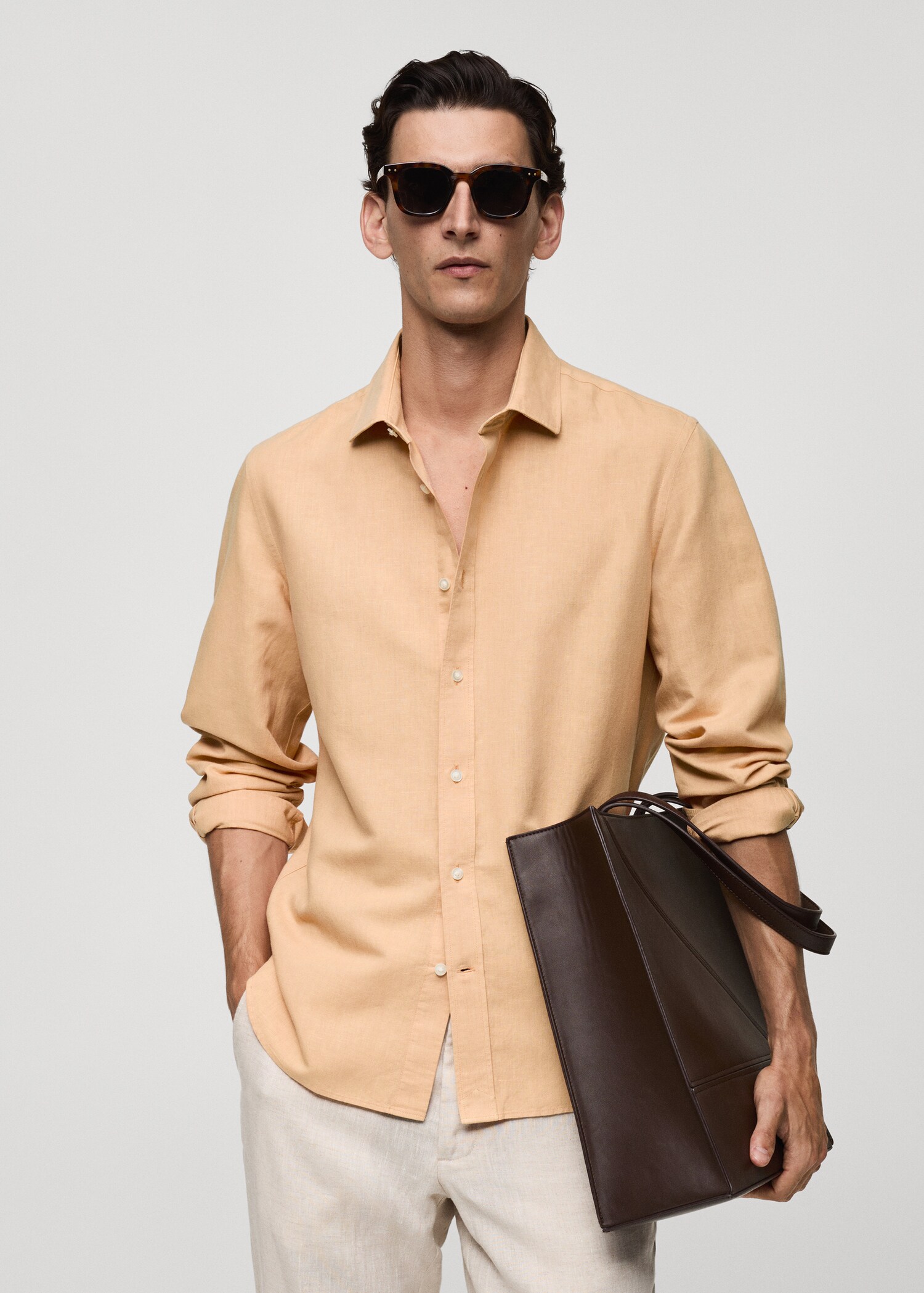 Classic-fit linen-blend shirt - Medium plane