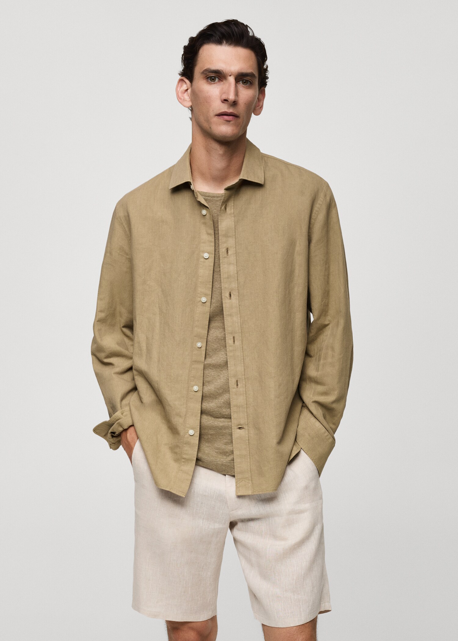 Classic-fit linen-blend shirt - Medium plane