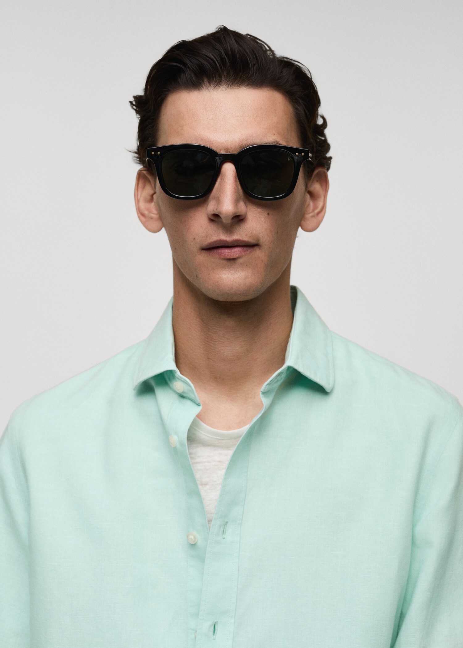 Classic-fit linen-blend shirt - Details of the article 1