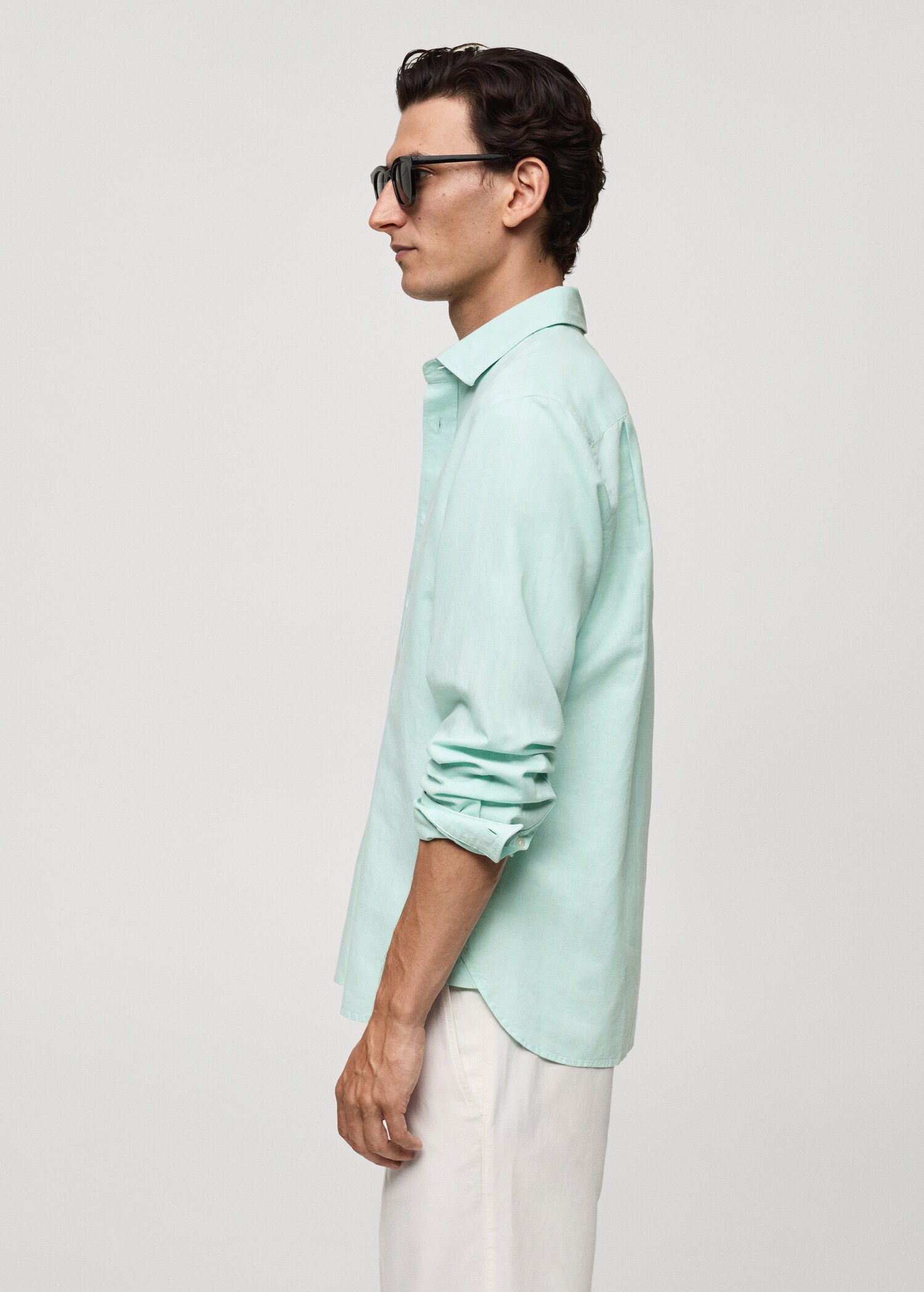 Classic-fit linen-blend shirt - Details of the article 2