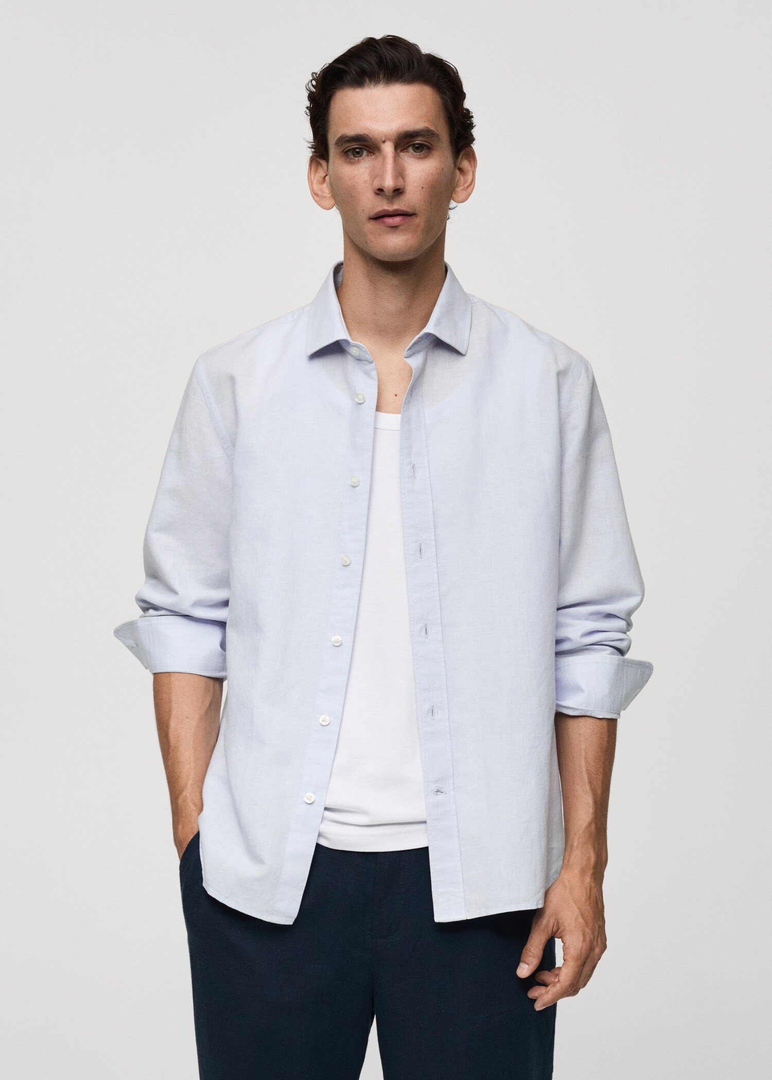 Classic-fit linen-blend shirt - Medium plane