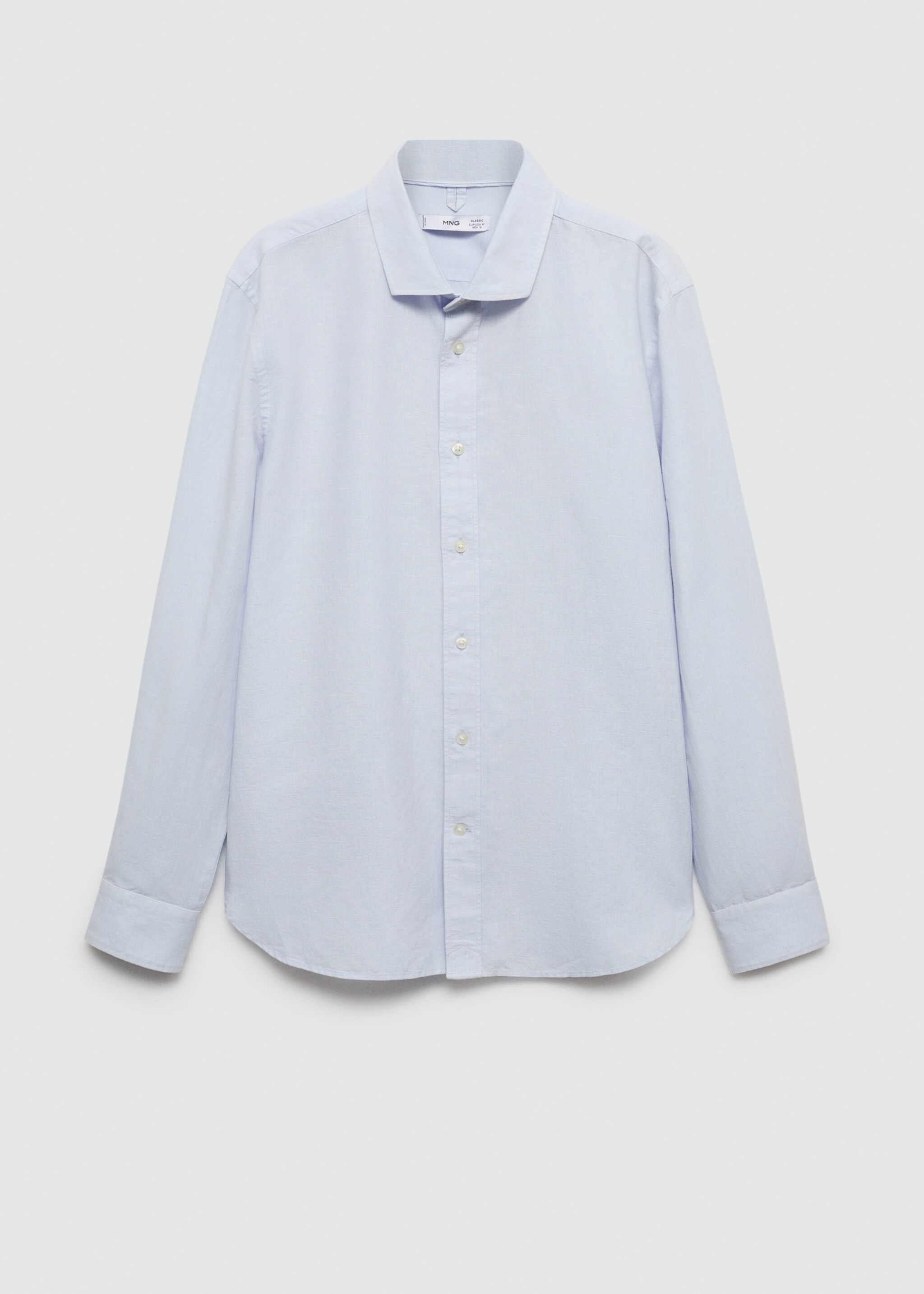 Classic-fit linen-blend shirt - Article without model, Sky Blue. Ref: 77060583-00.
