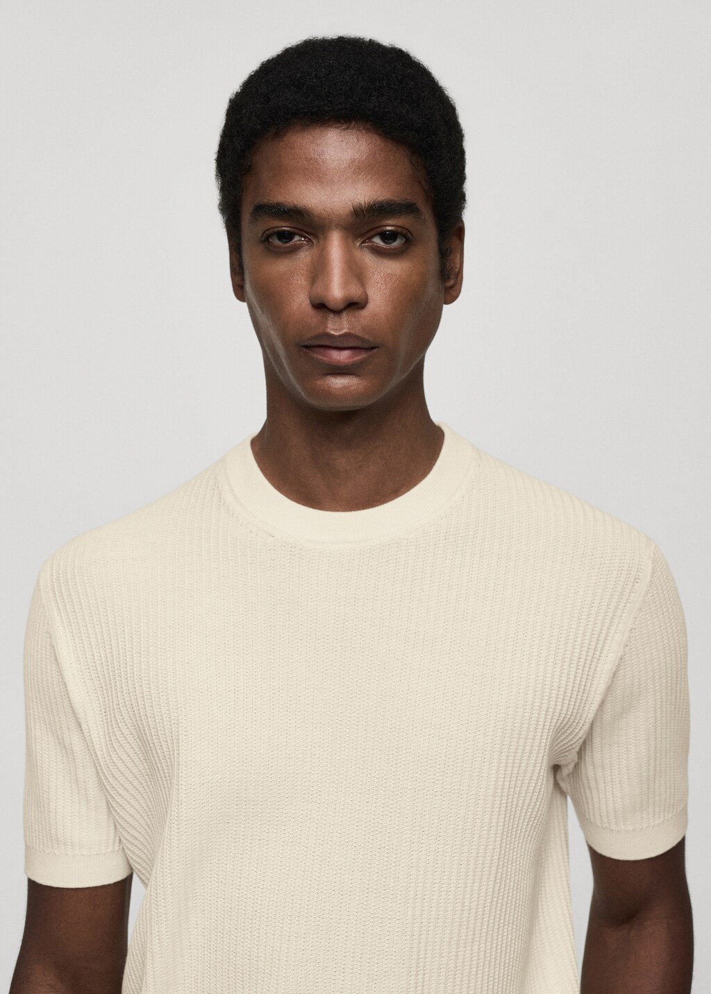 Ribbed knit t-shirt - Men | MANGO OUTLET Netherlands