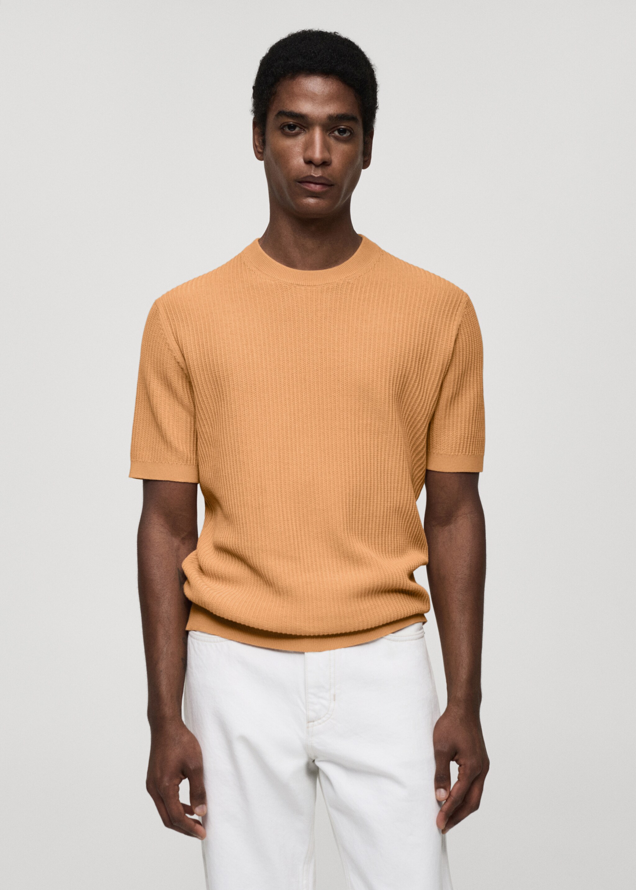 Camiseta punto canalé - Plano medio