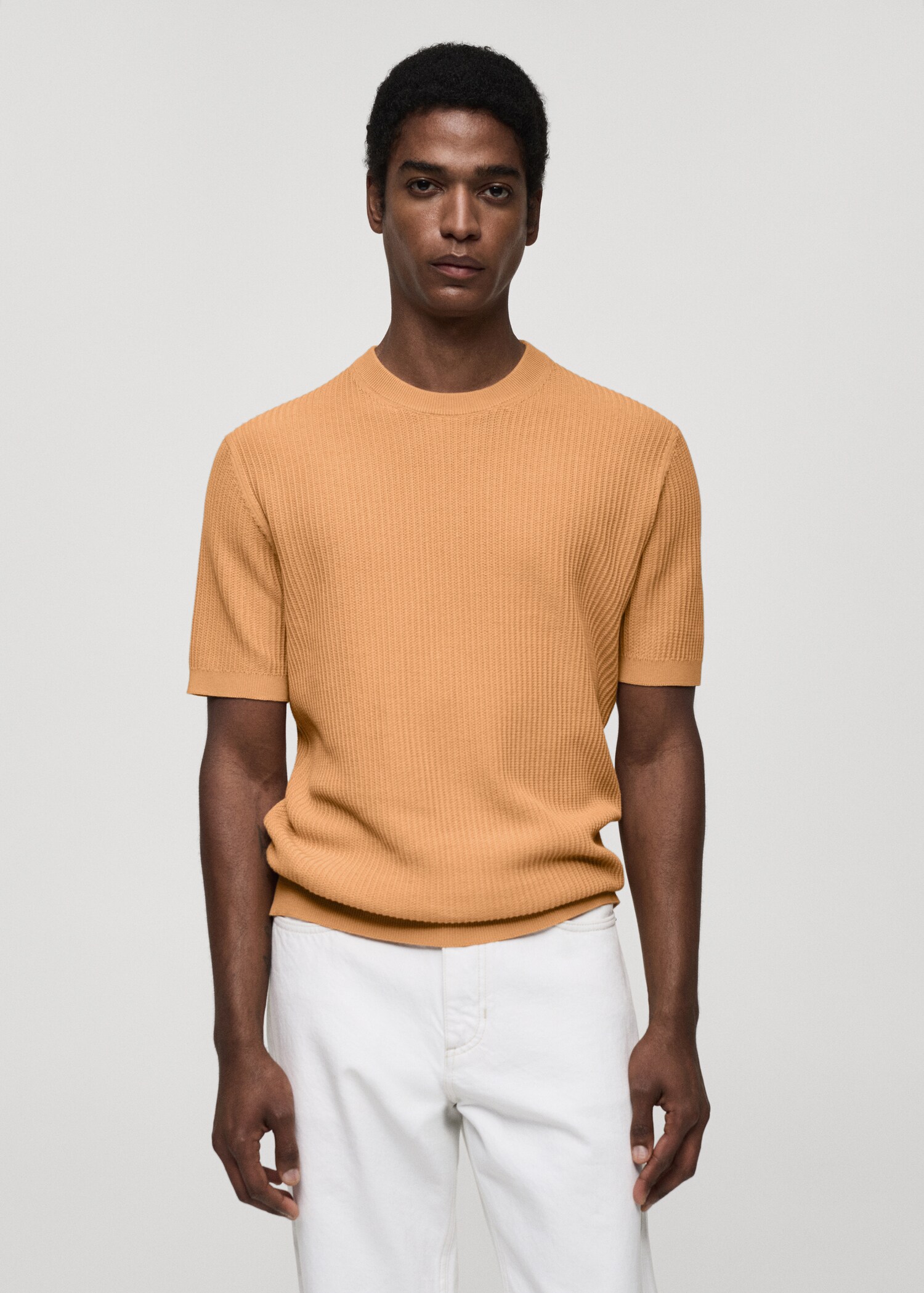 T-shirt maille côtelée - Plan moyen