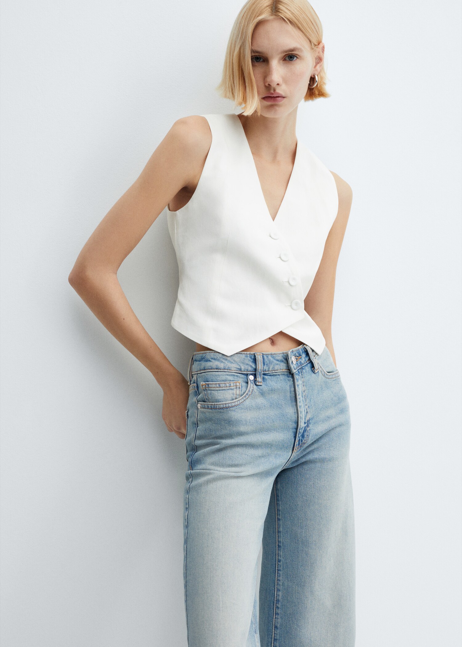 Mid waist culotte jeans - Details of the article 1