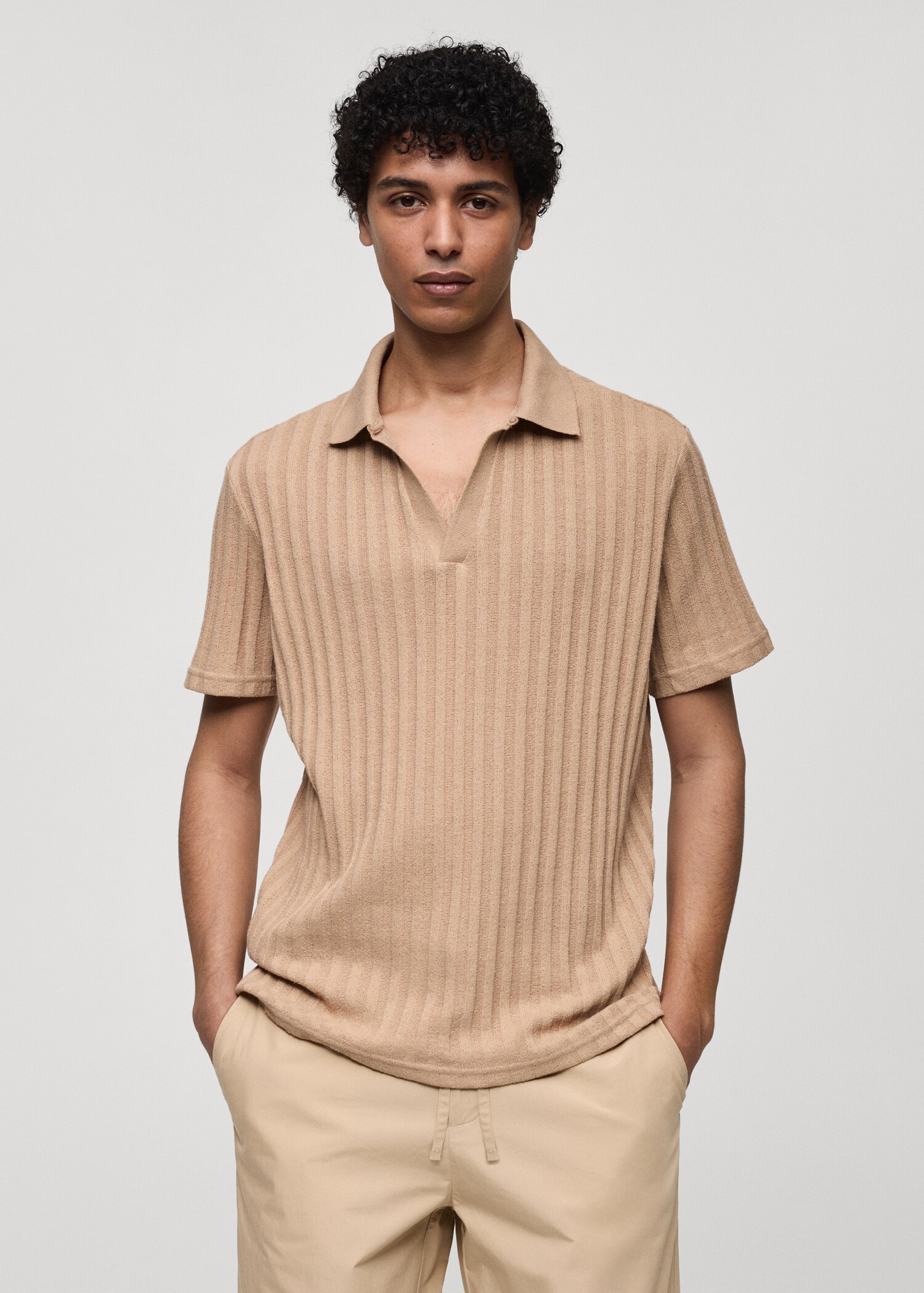 Polo regular-fit coton maille côtelée - Plan moyen