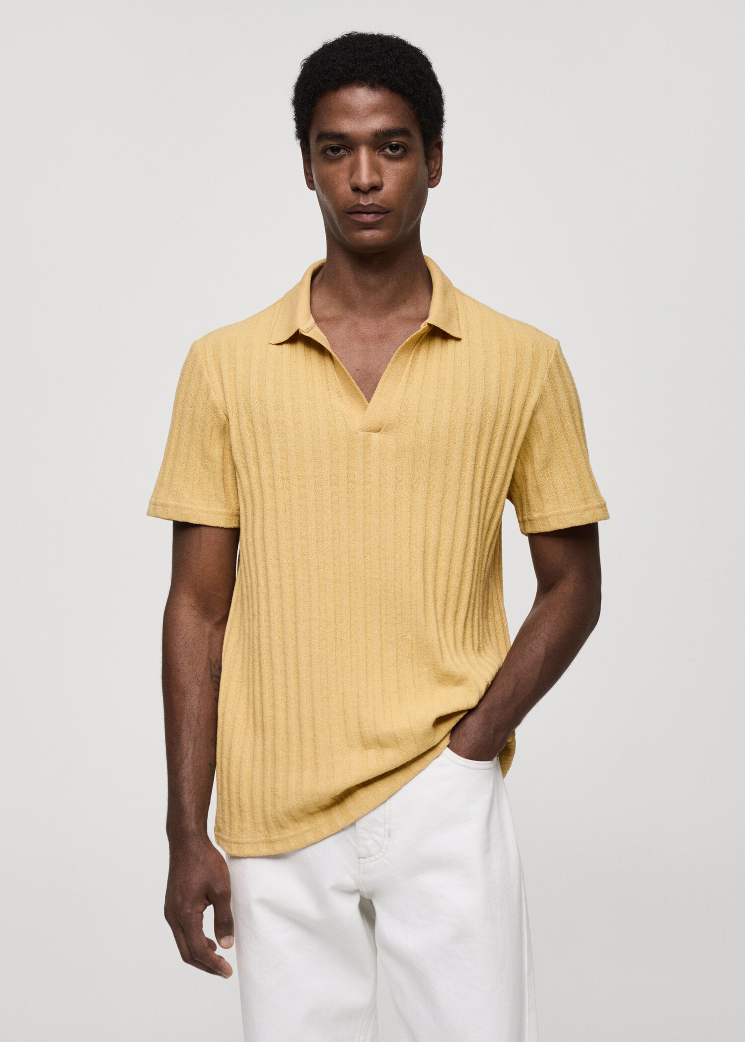 Polo regular fit algodón canalé - Plano medio