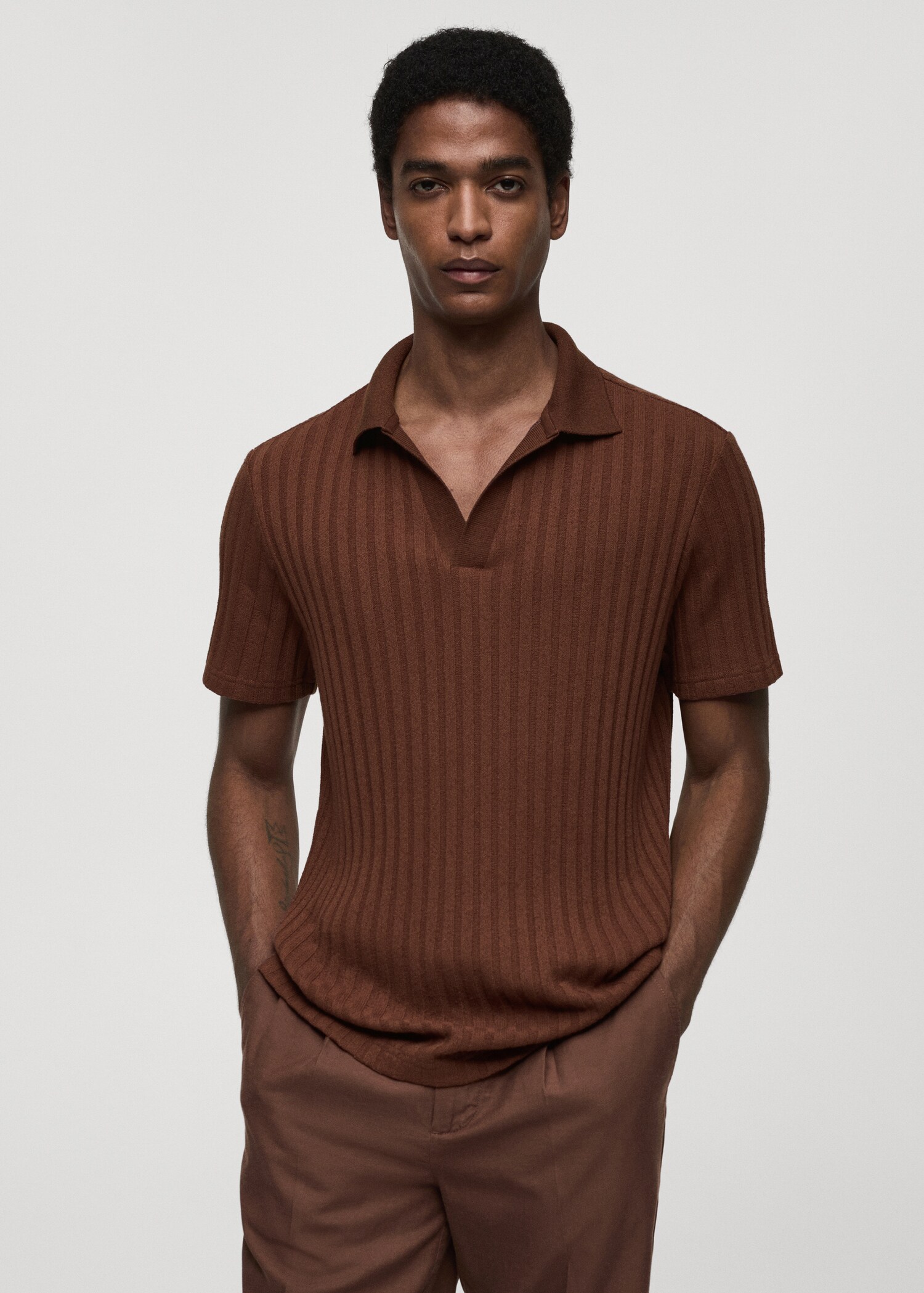 Polo regular fit algodón canalé - Plano medio