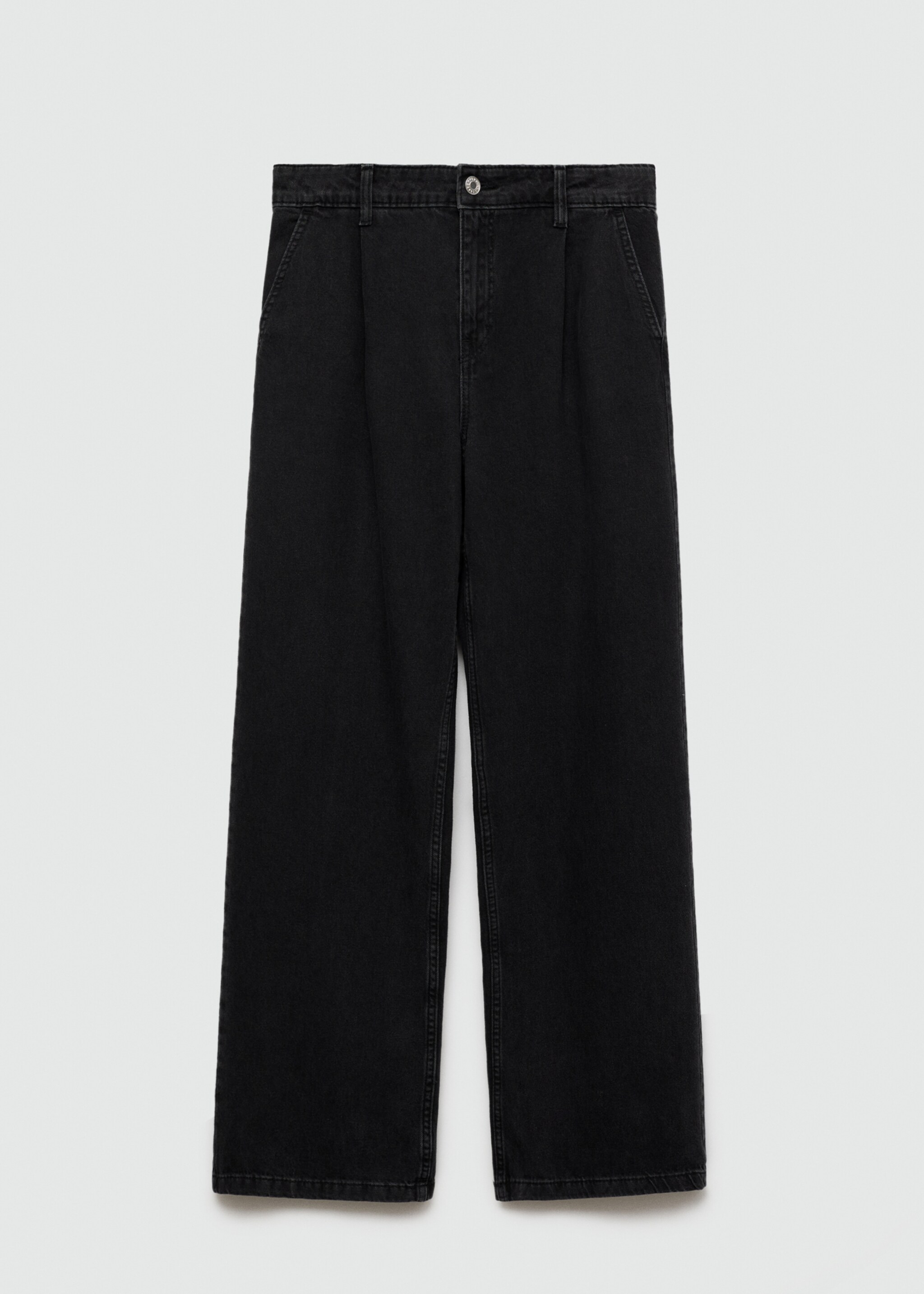 Straight pleated jeans - Article without model, Black denim. Ref: 77060591-00.