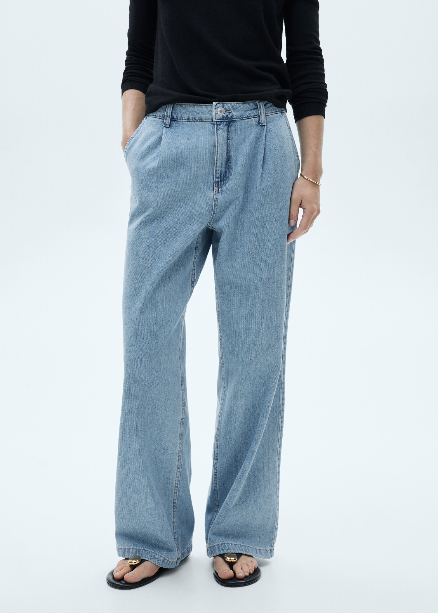 Wideleg pleated jeans - Medium plane
