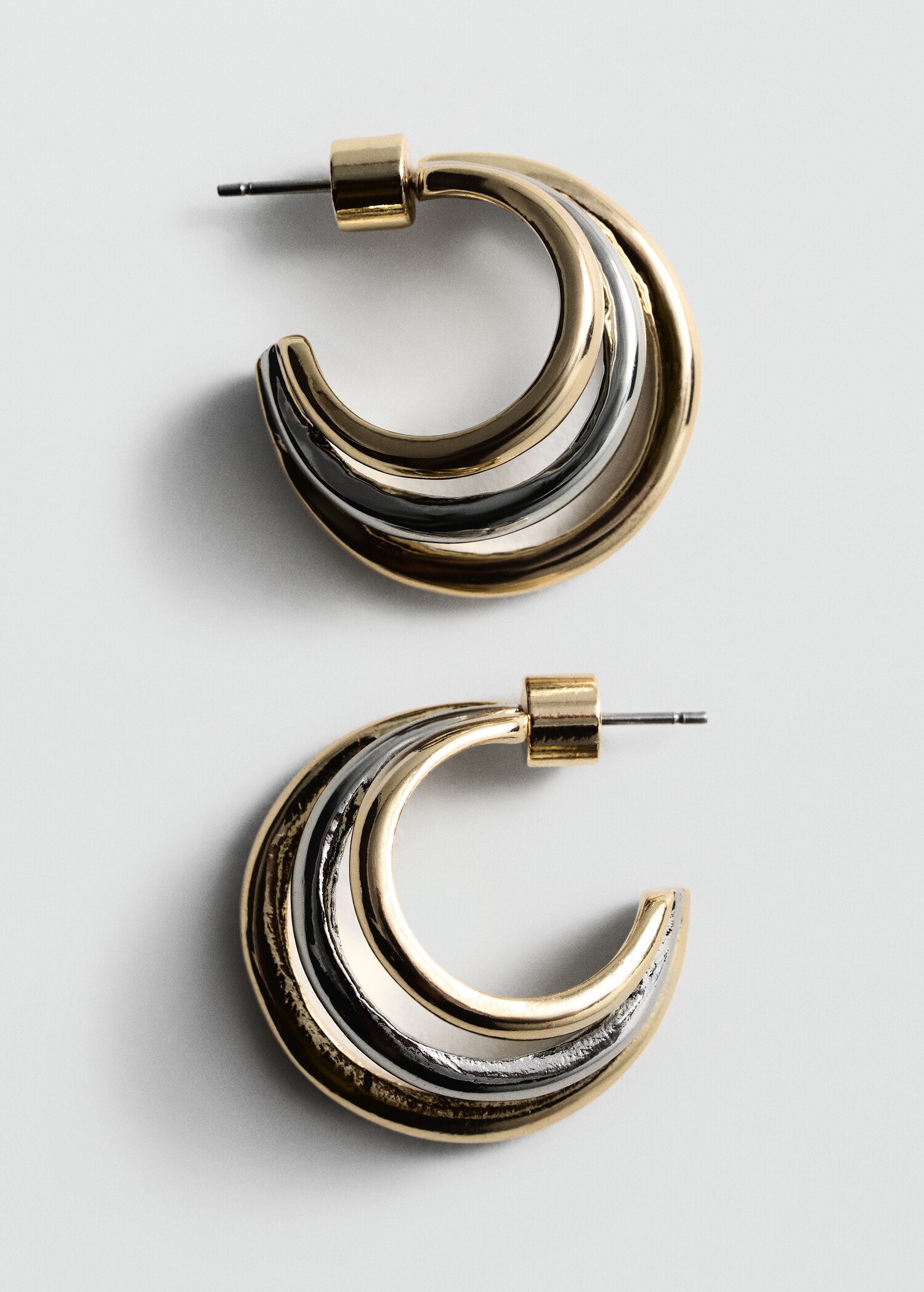 Triple-hoop combined earrings - Medium plane