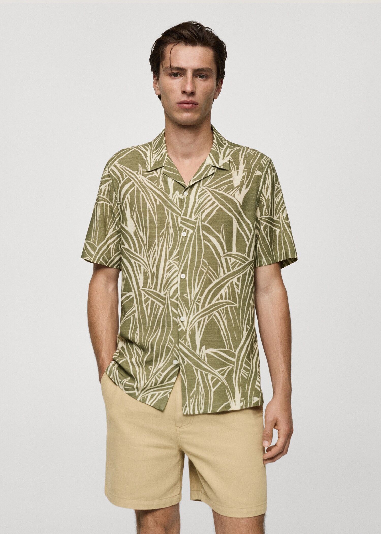 Regular-fit leaf-print shirt - Medium plane
