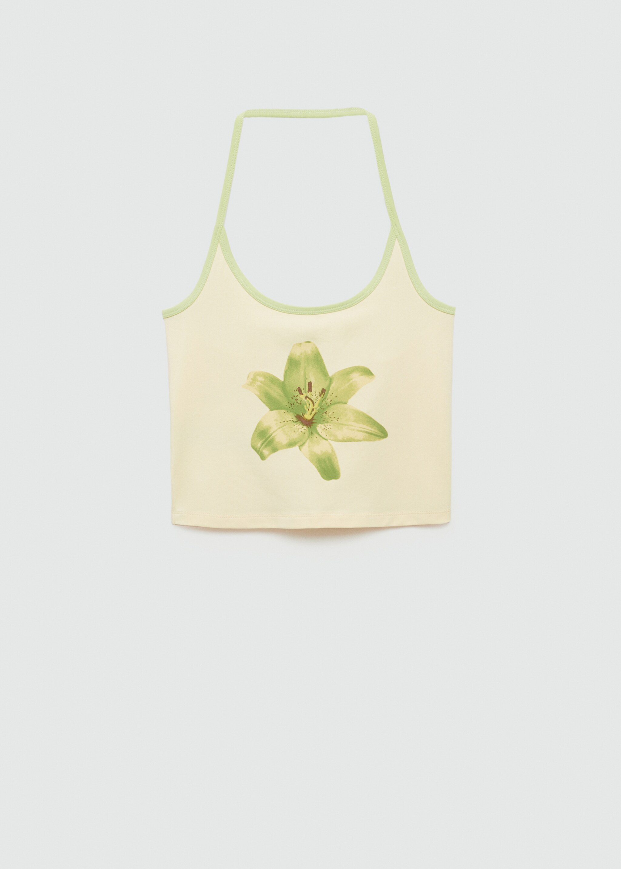 Printed halter-neck cropped top - Article without model, Vanilla. Ref: 77060626-00.