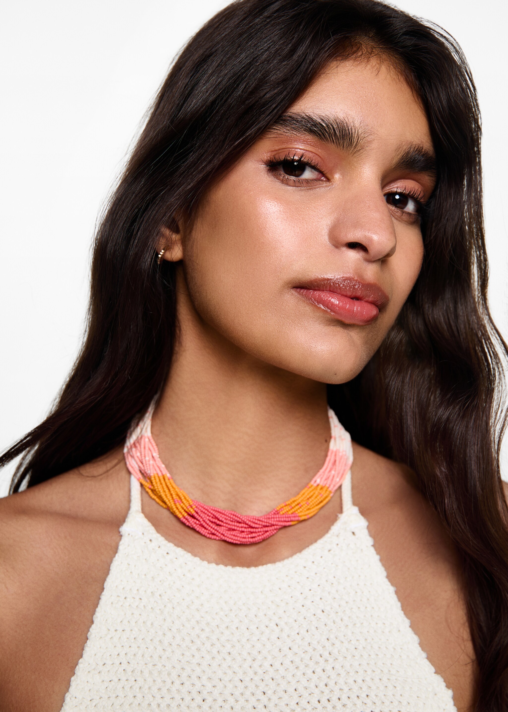 Halter neck crochet top - Details of the article 1, Off White. Ref: 77060627-00.