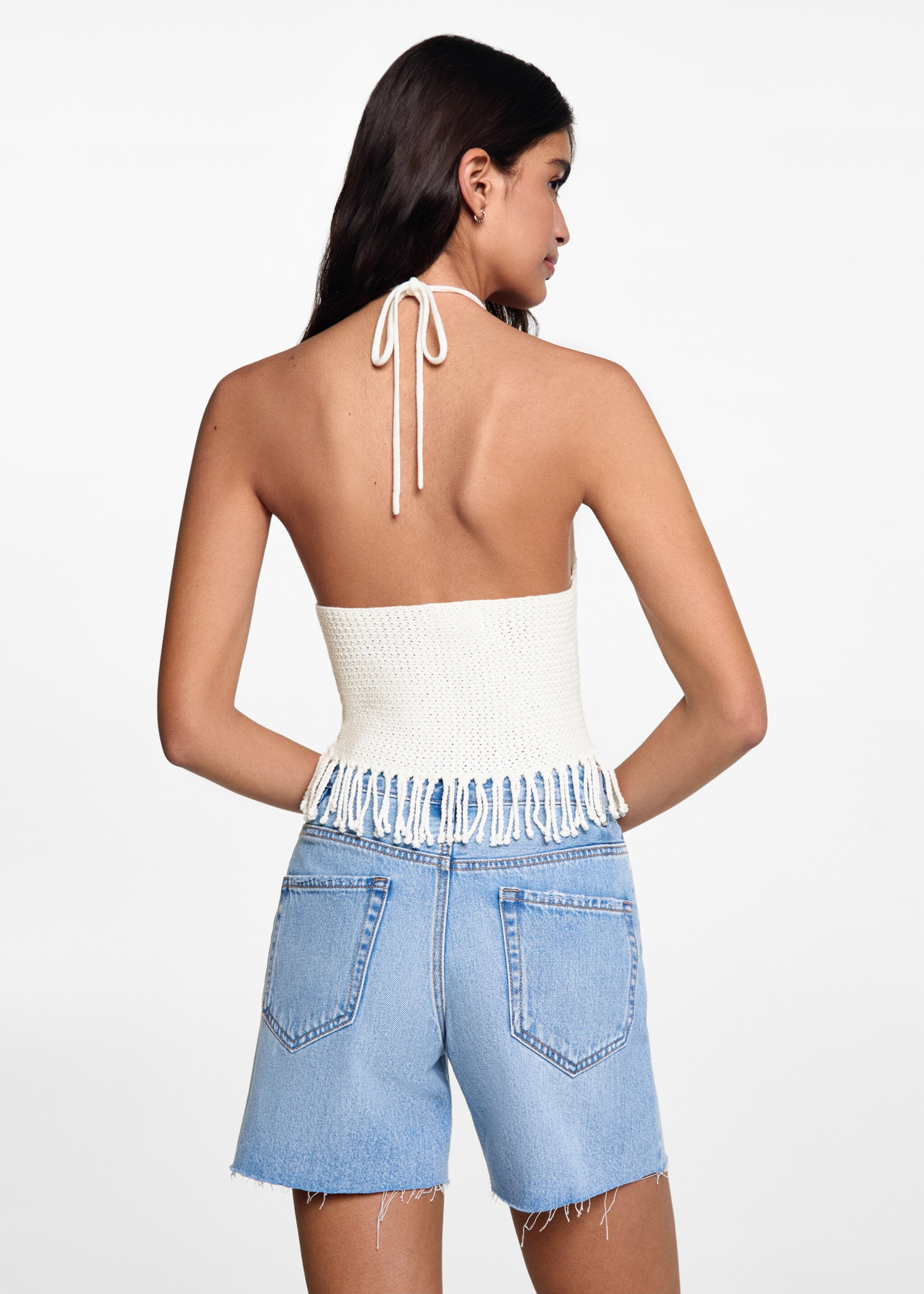 Halter neck crochet top - Reverse of the article, Off White. Ref: 77060627-00.
