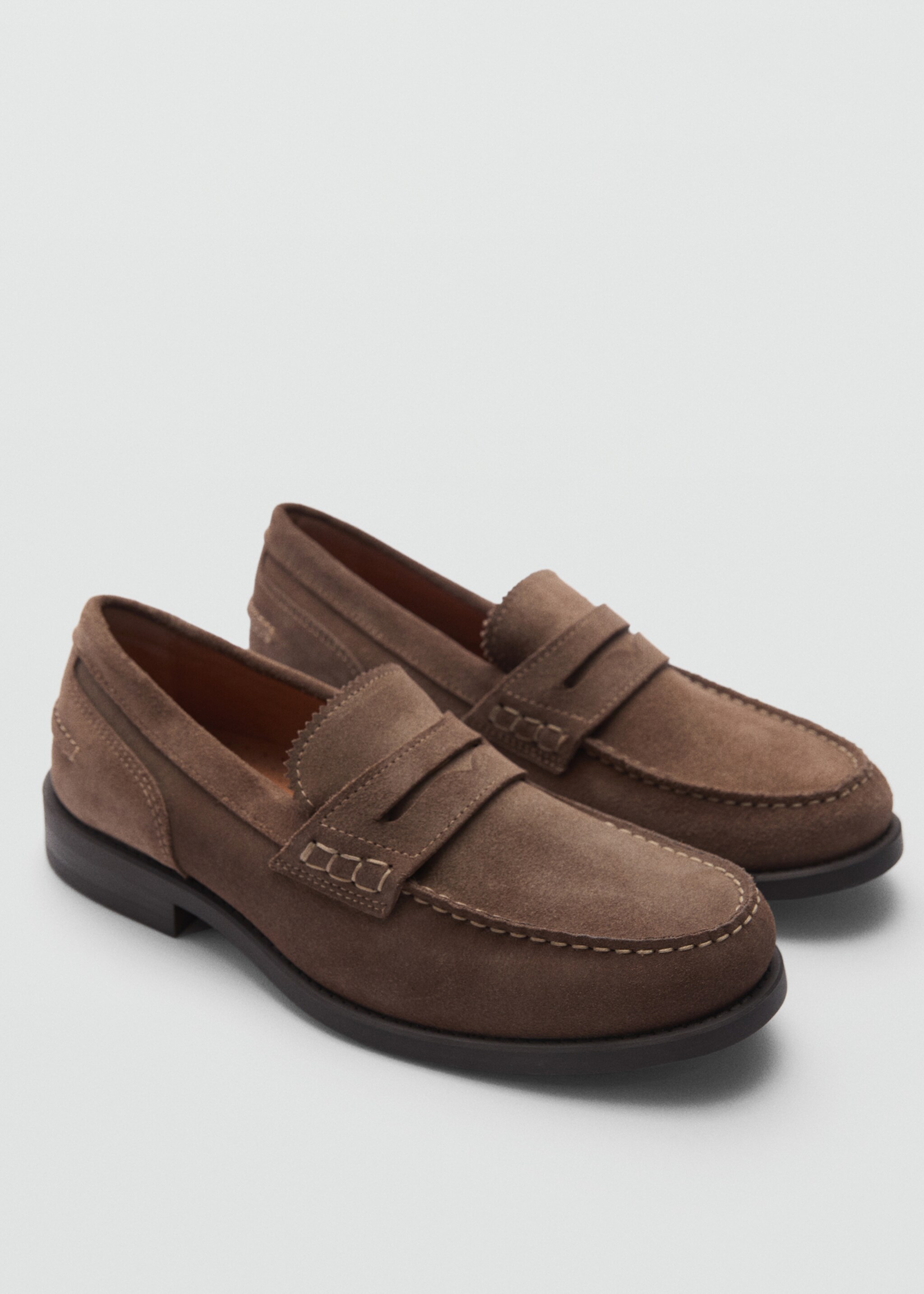Suede leather loafers - Medium plane, Medium Brown. Ref: 77060634-00.