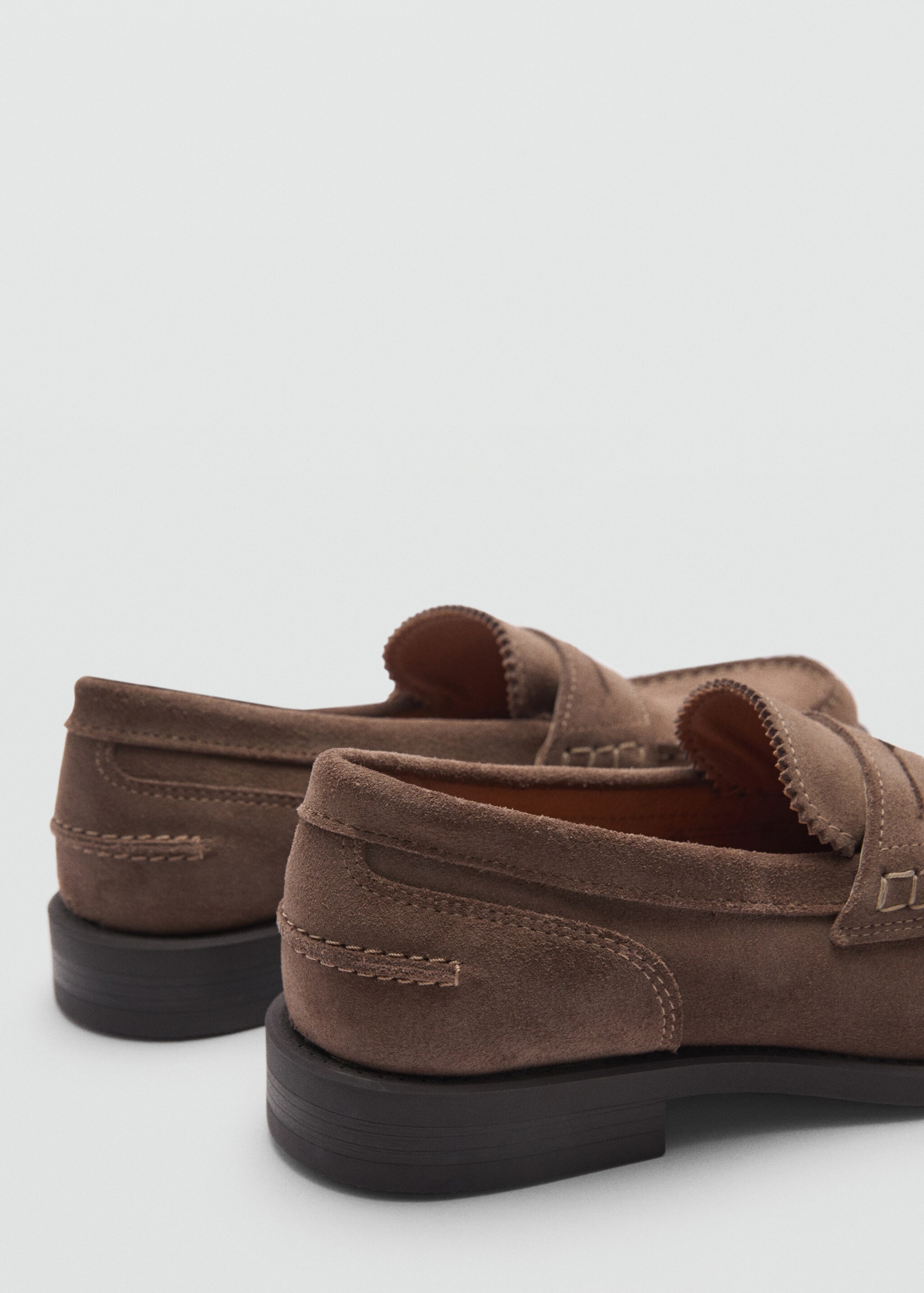 Suede leather loafers - Details of the article 1, Medium Brown. Ref: 77060634-00.