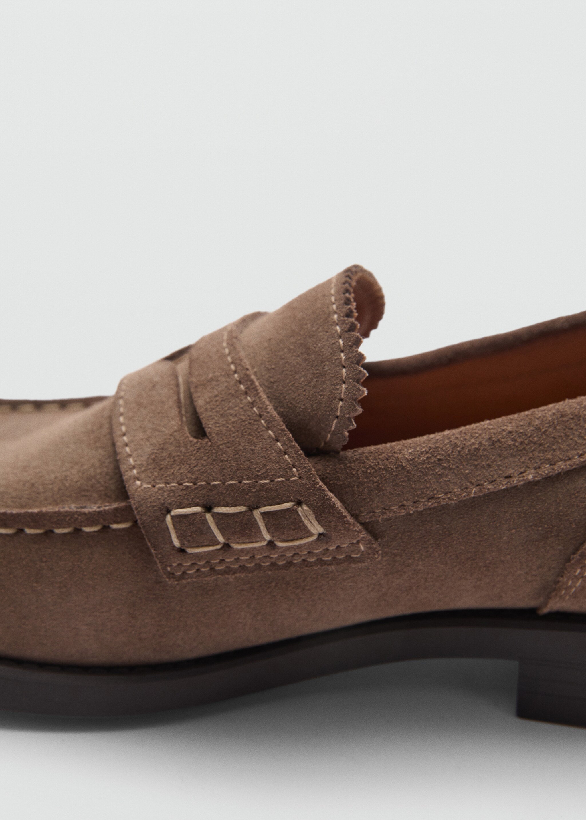 Suede leather loafers - Details of the article 2, Medium Brown. Ref: 77060634-00.