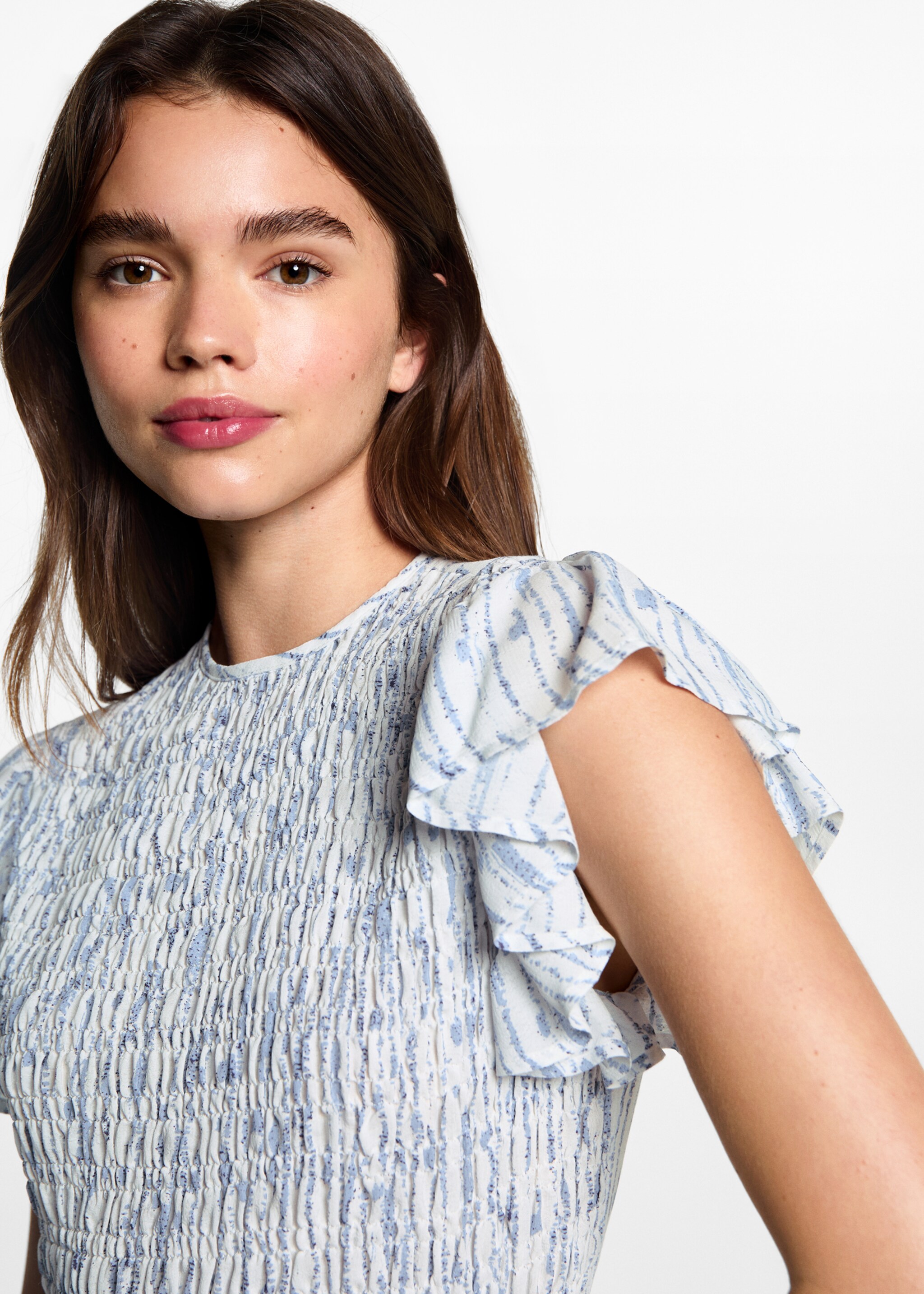 Frilled-sleeve ruched blouse - Details of the article 1