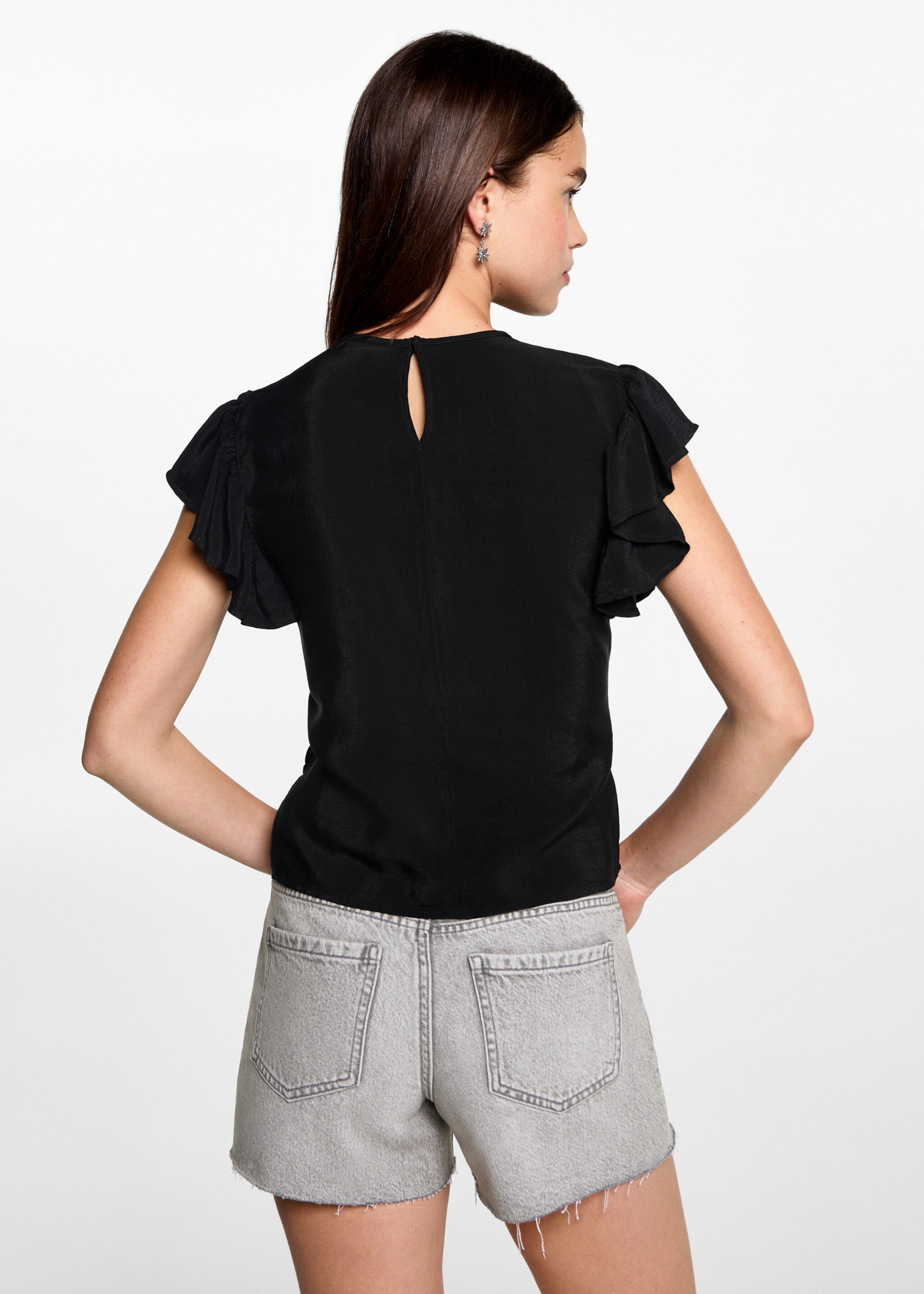 Frilled-sleeve ruched blouse - Reverse of the article