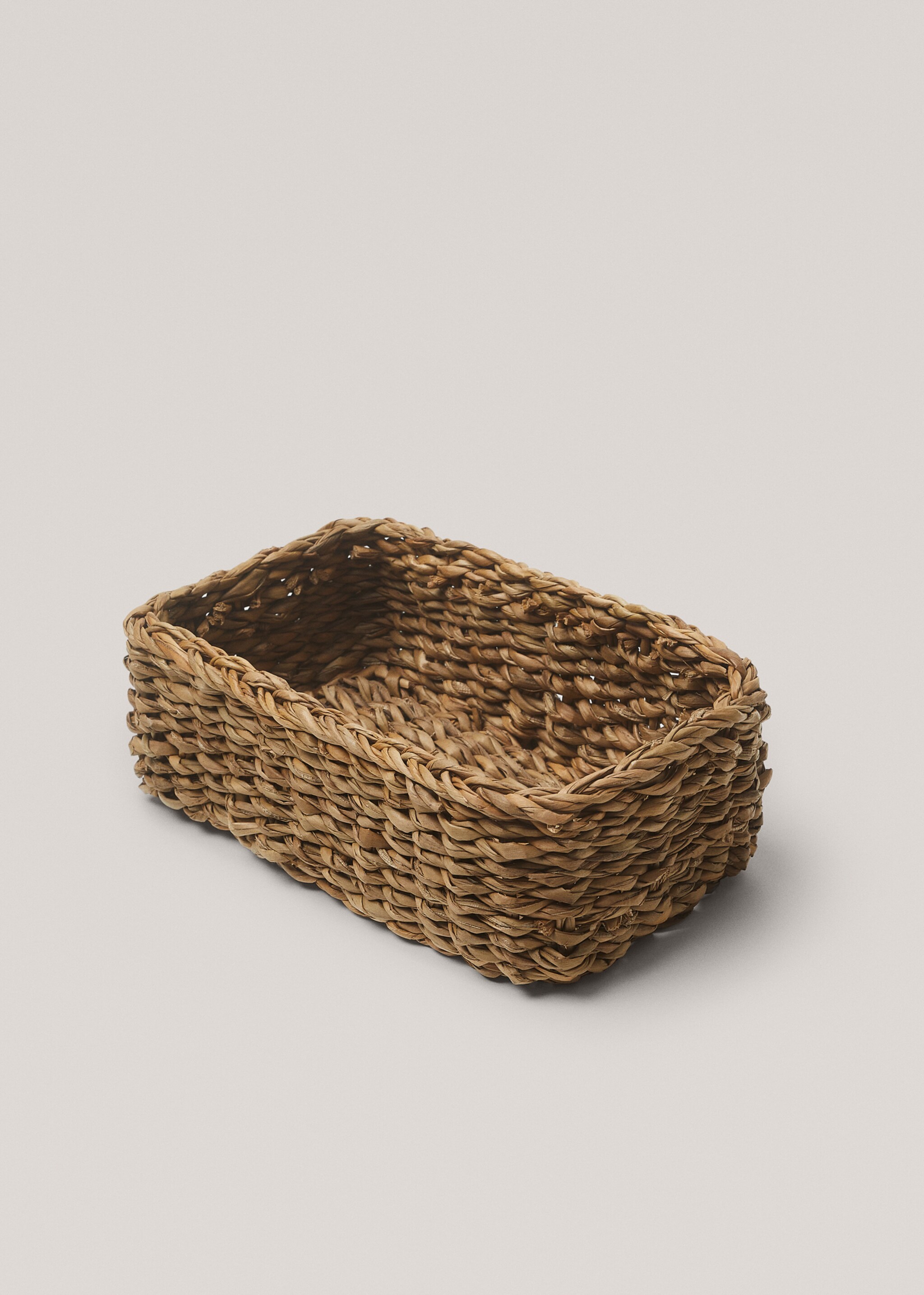 Small natural fibre braided basket - Medium plane, Brown. Ref: 77061009-00.