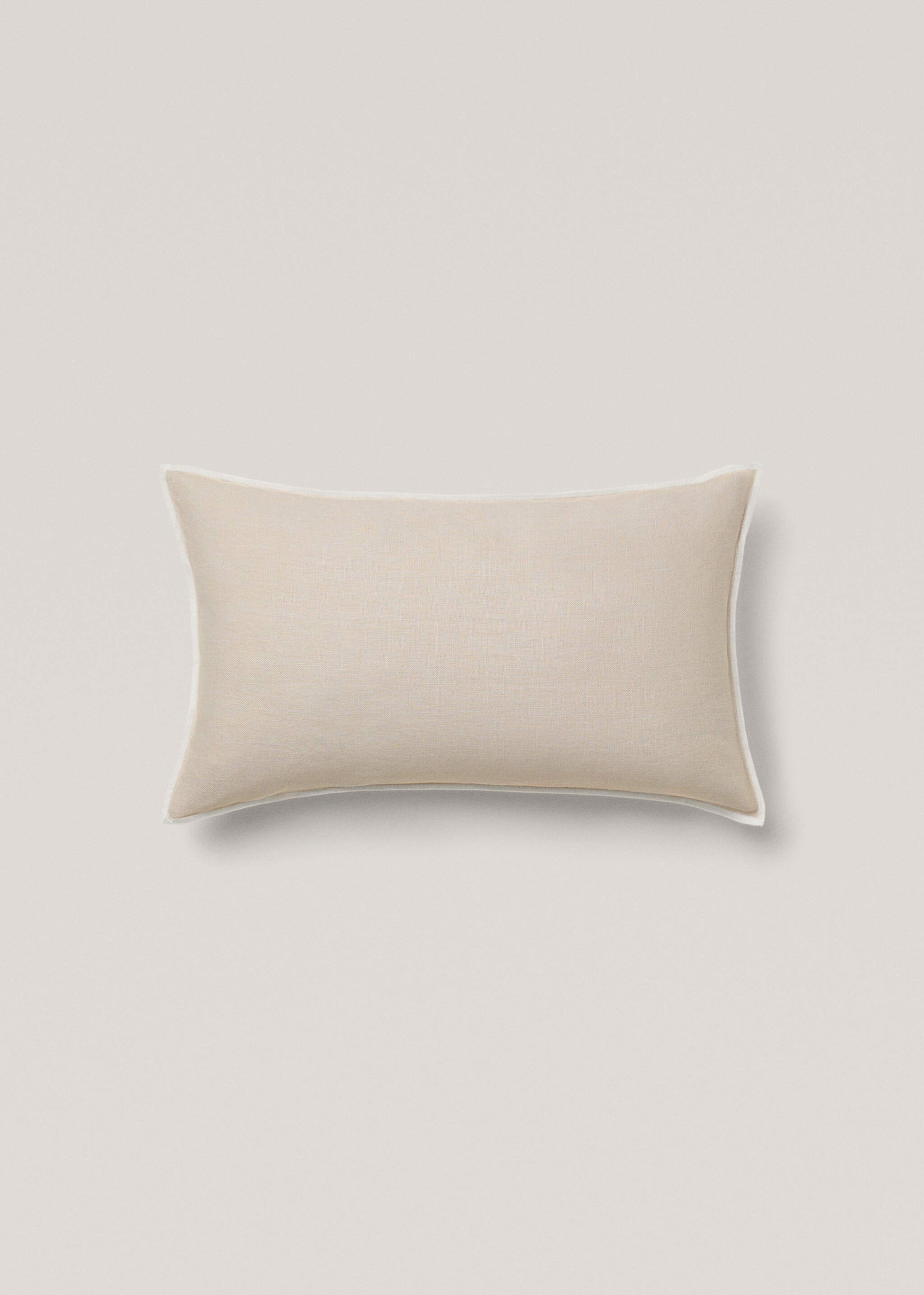 Linen cushion cover with trim 30x50cm - Article without model, Sand. Ref: 77061014-00.