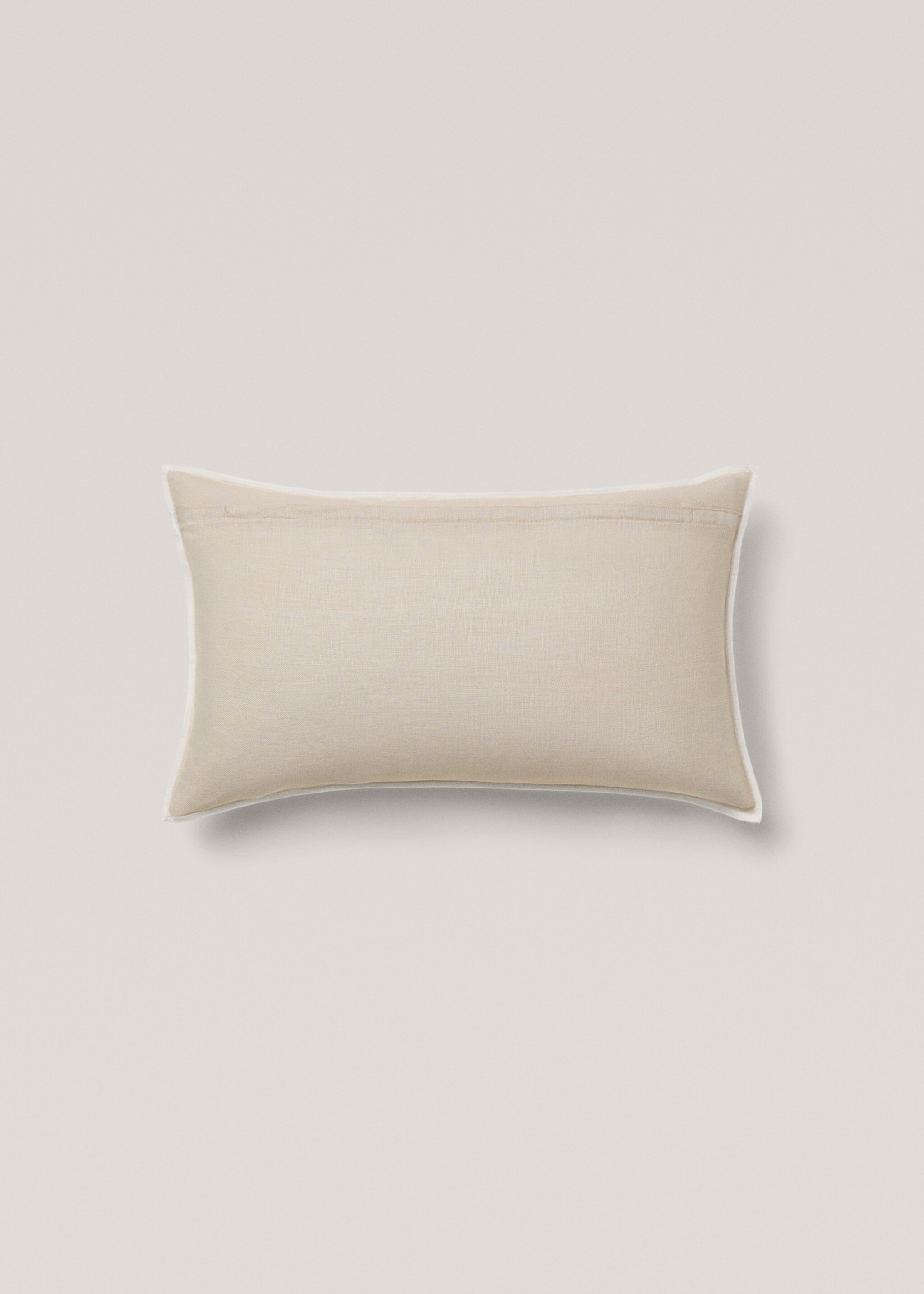 Linen cushion cover with trim 30x50cm - Details of the article 1, Sand. Ref: 77061014-00.