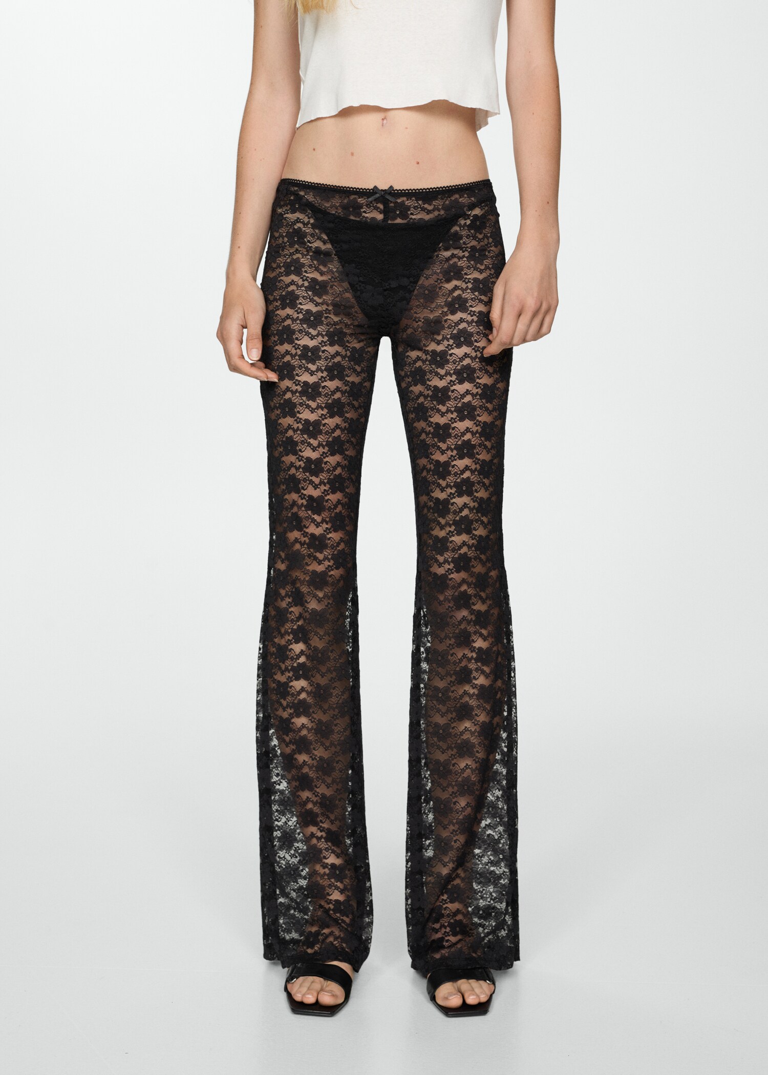 Straight-fit lace trousers - Medium plane