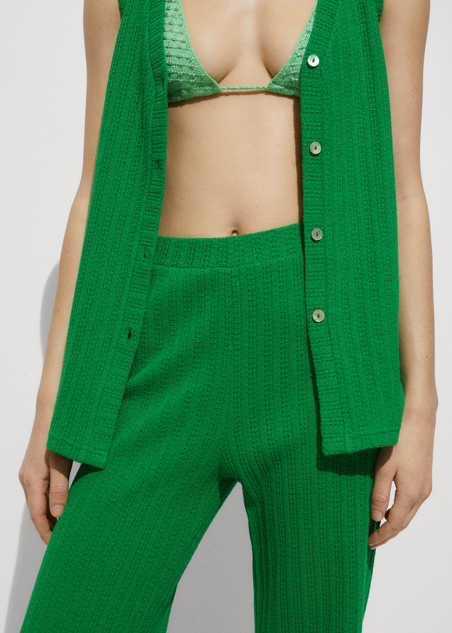 Straight crochet trousers - Medium plane