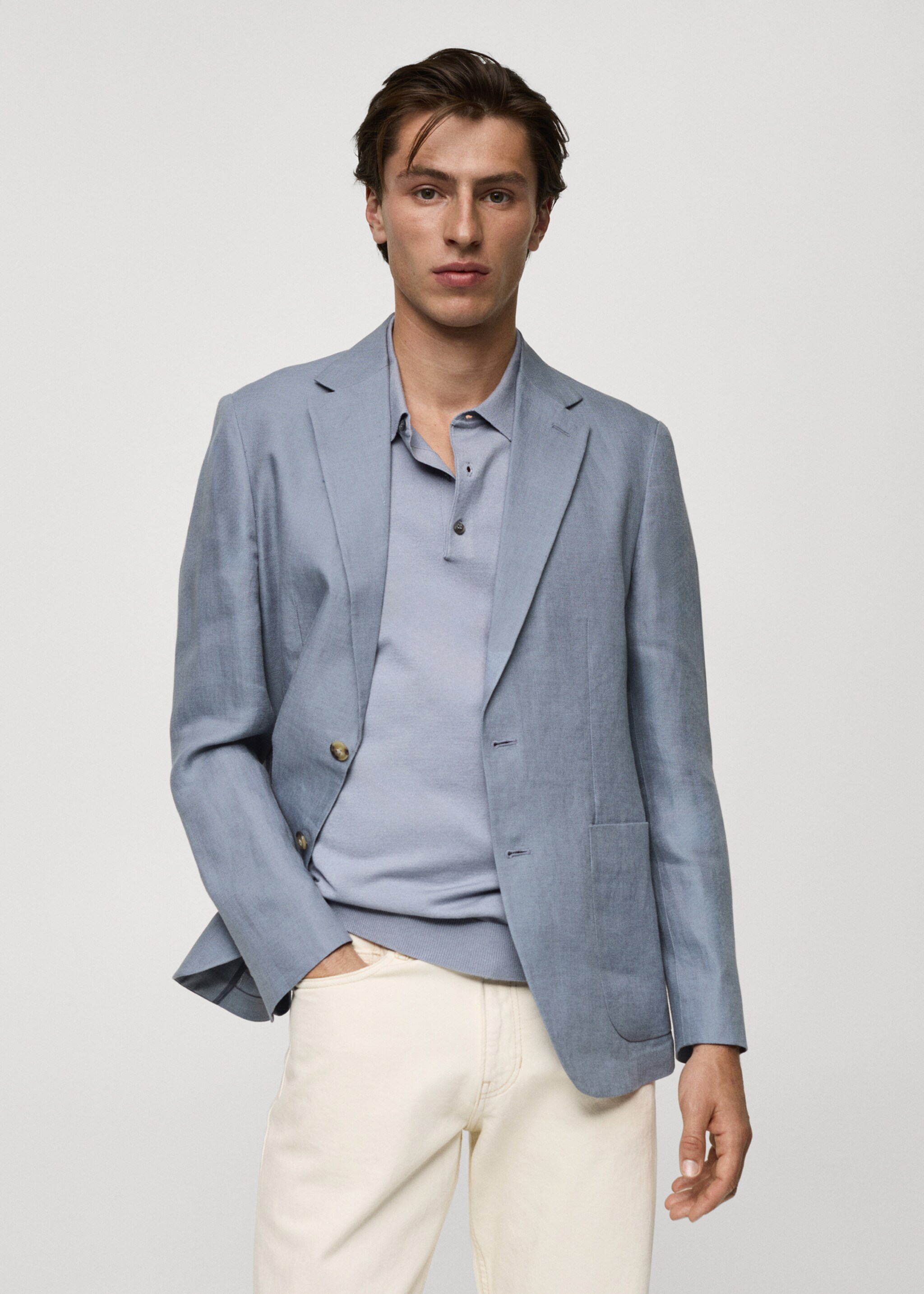 Americana slim fit 100% lino - Plano medio