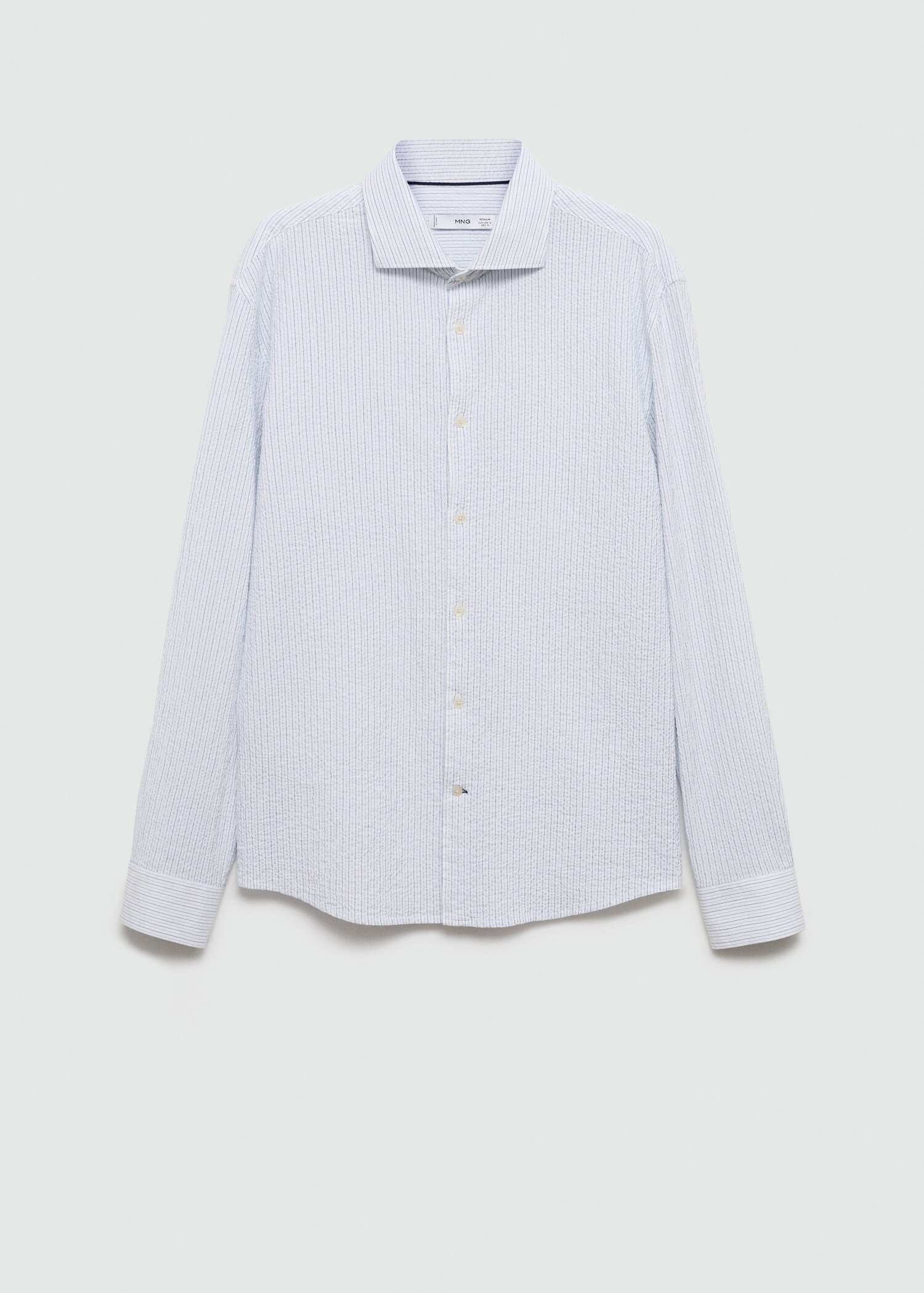 Regular-fit striped seersucker cotton shirt - Article without model