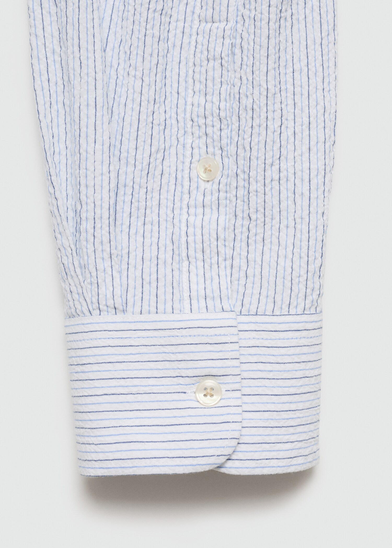 Regular-fit striped seersucker cotton shirt - Details of the article 0
