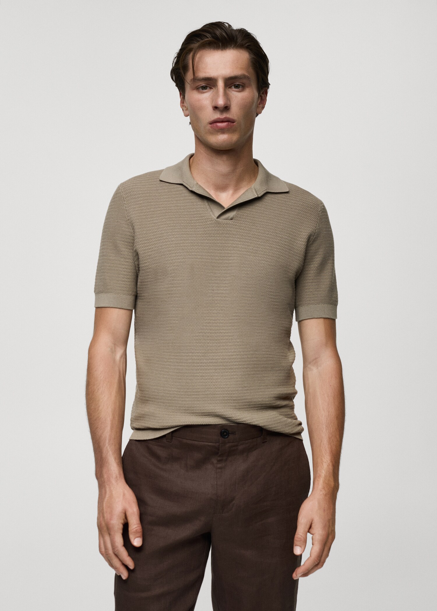 Bawełniana koszulka polo z dzianiny tencel - Plan średni