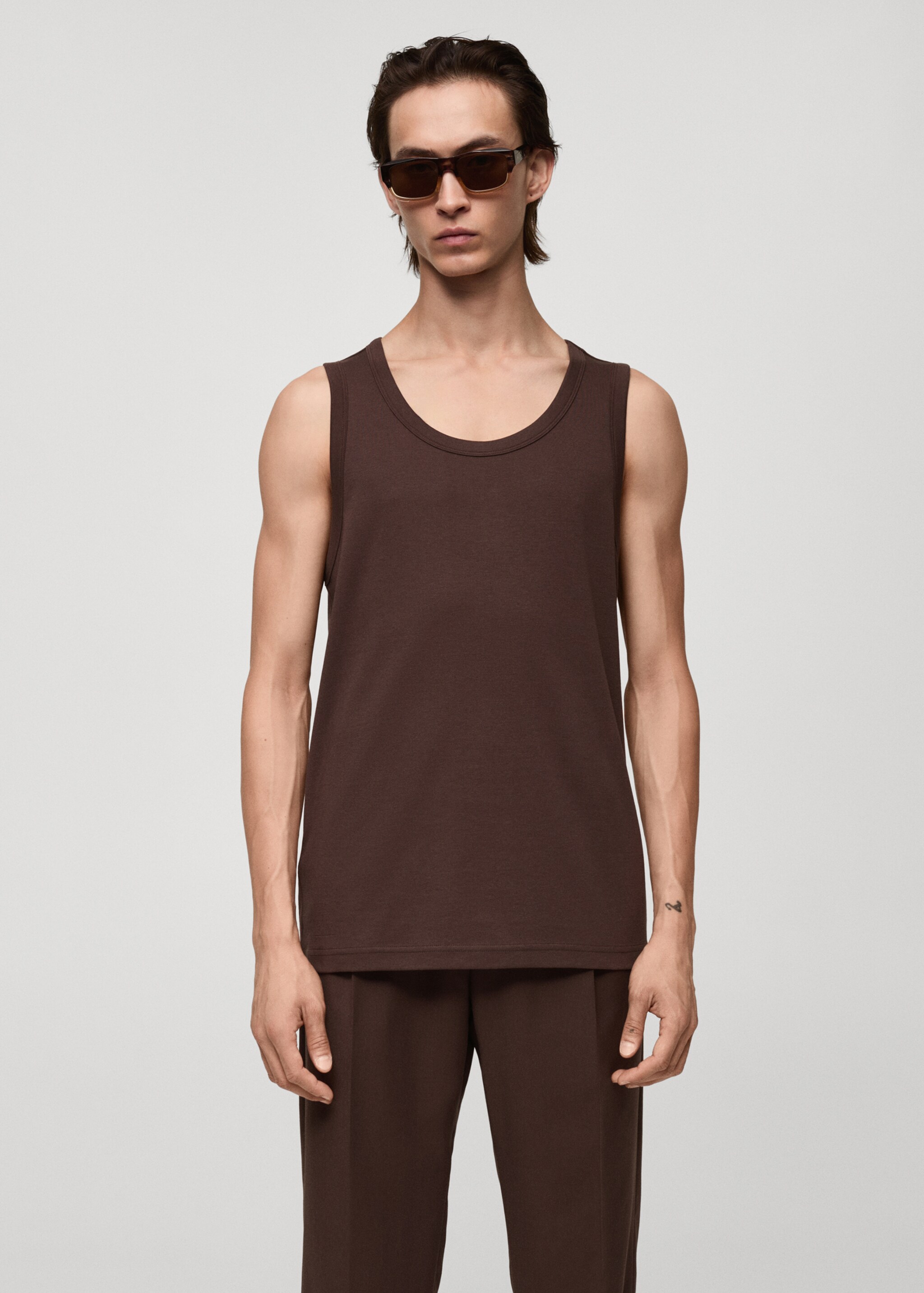 100% cotton tank top - Medium plane, Burgundy. Ref: 77062538-00.