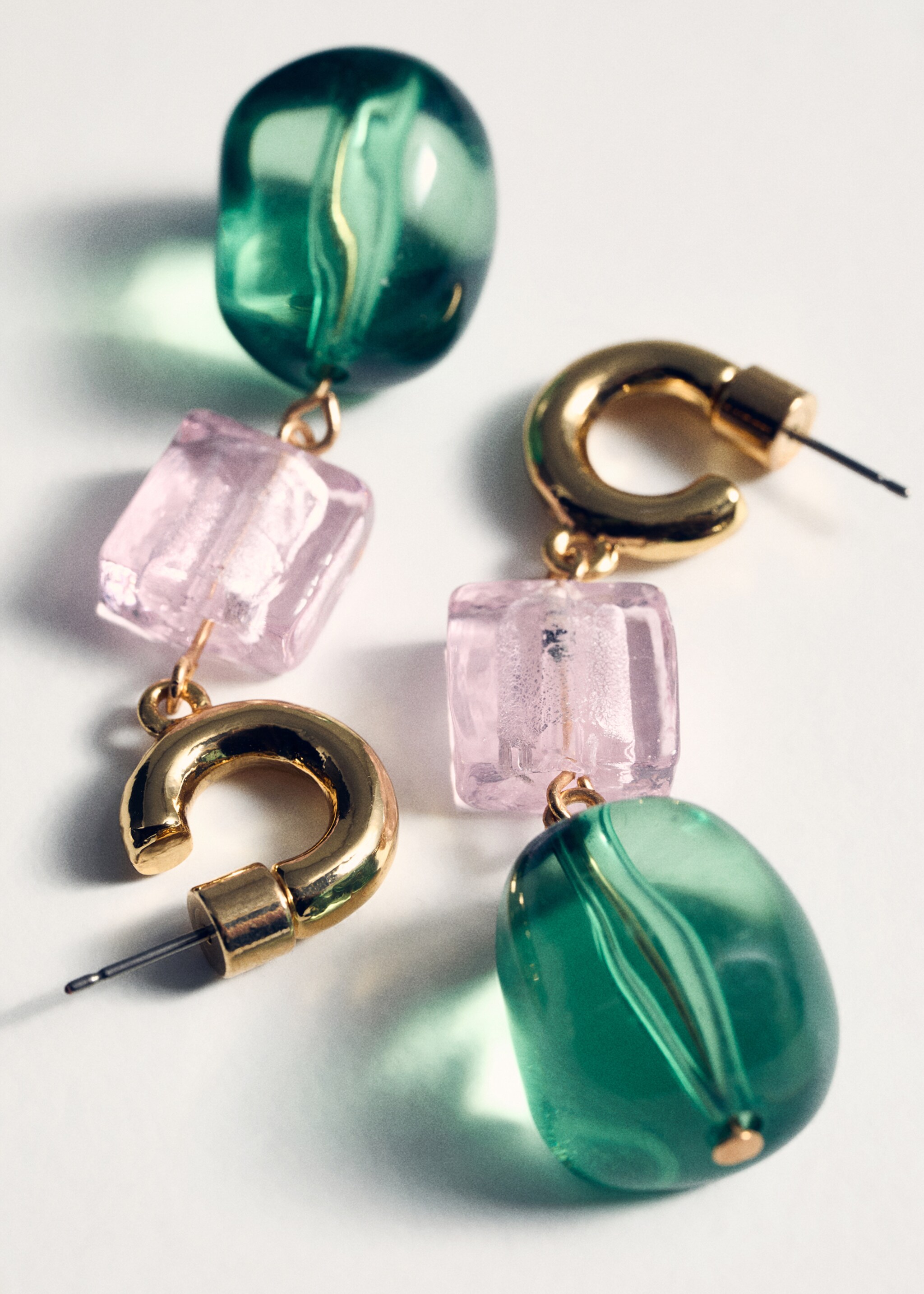 Combined crystal earrings - Details of the article 5, Gold. Ref: 77062547-00.