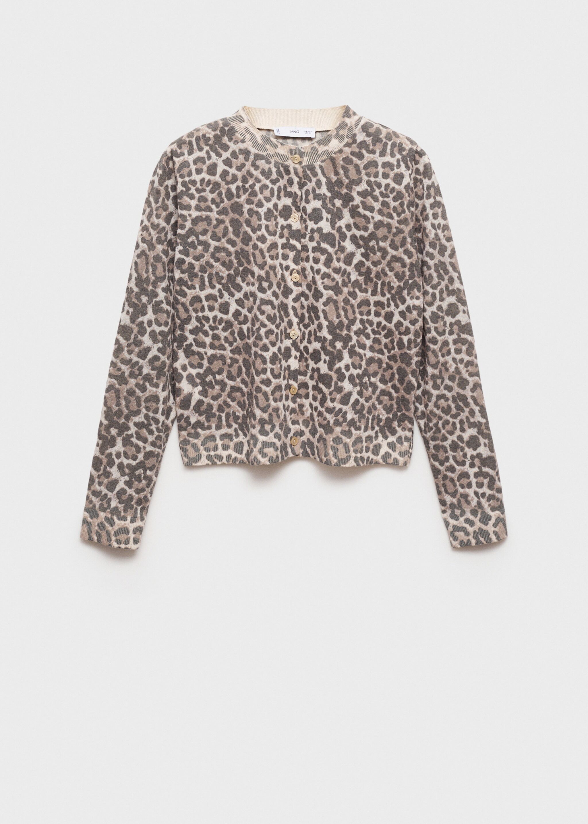 Leopard knit cardigan - Article without model, Medium Brown. Ref: 77062550-00.