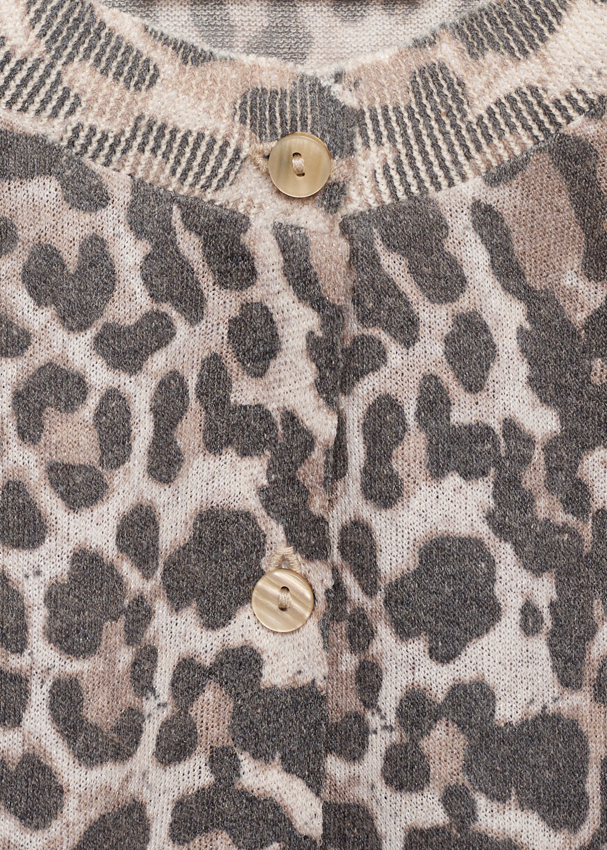 Leopard knit cardigan - Details of the article 8, Medium Brown. Ref: 77062550-00.